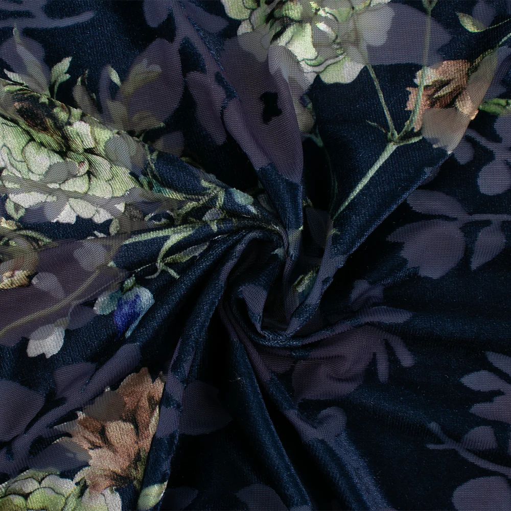 Fashion Velvet - Peony - Navy - Image 2