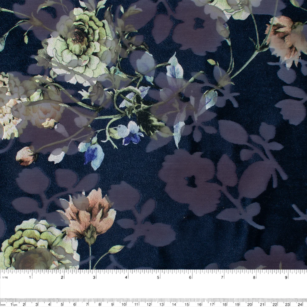 Fashion Velvet - Peony - Navy - Image 3