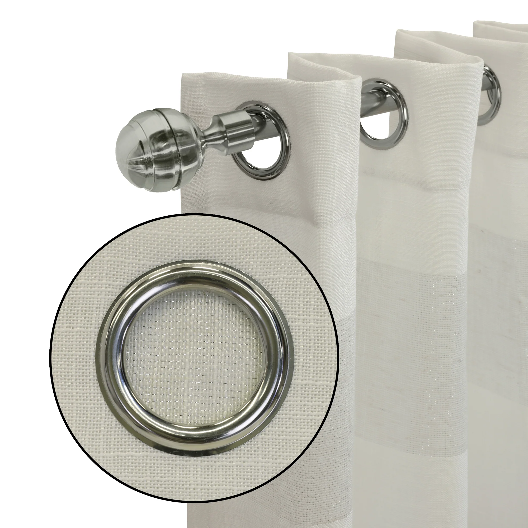 Grommet curtain panel - Brio - Grey & Ivory - Image 2