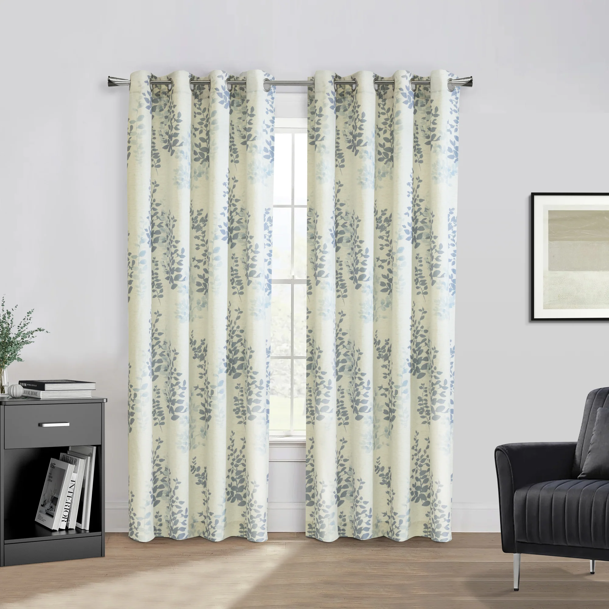 Grommet curtain panel - Heather - Blue