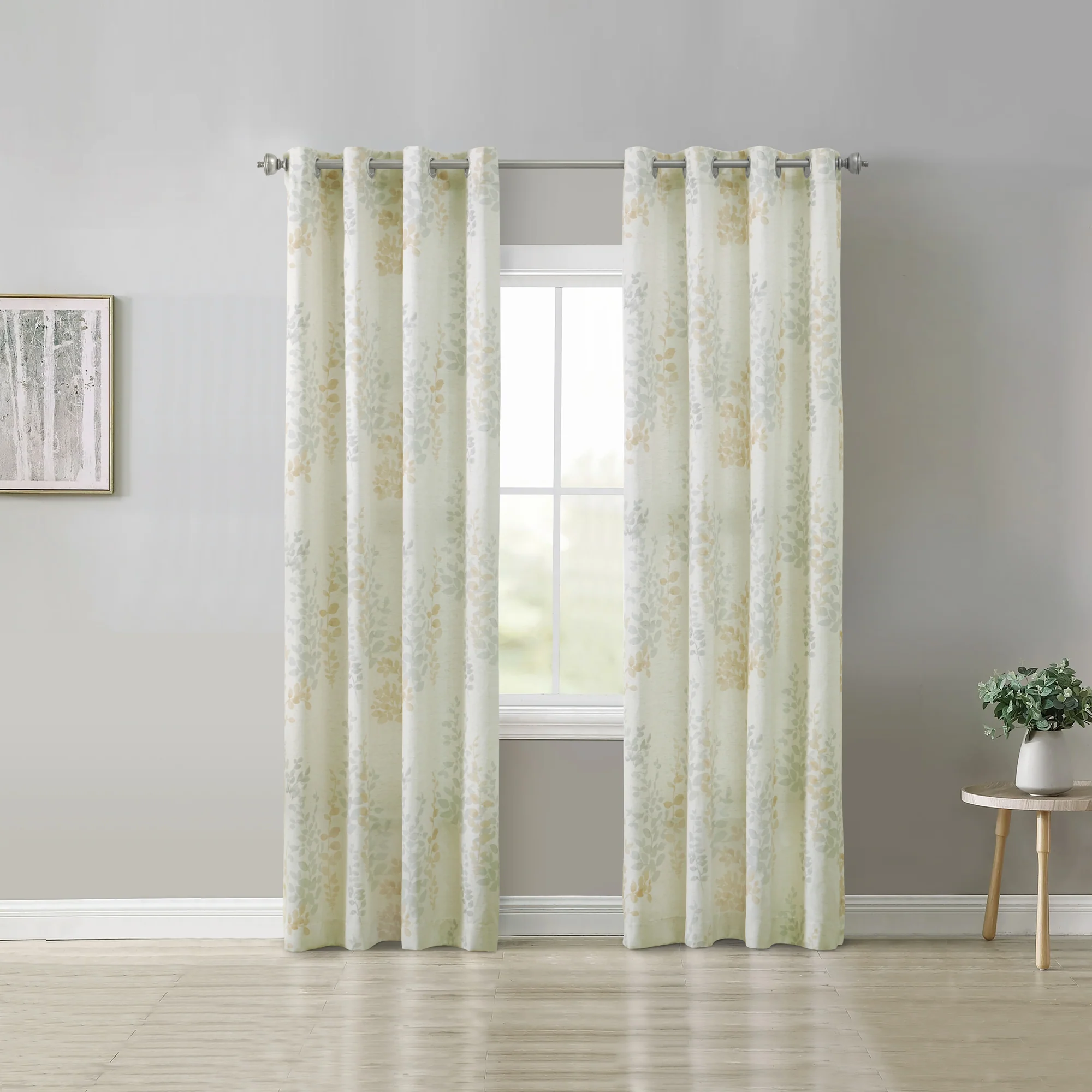 Grommet curtain panel - Heather - Ivory