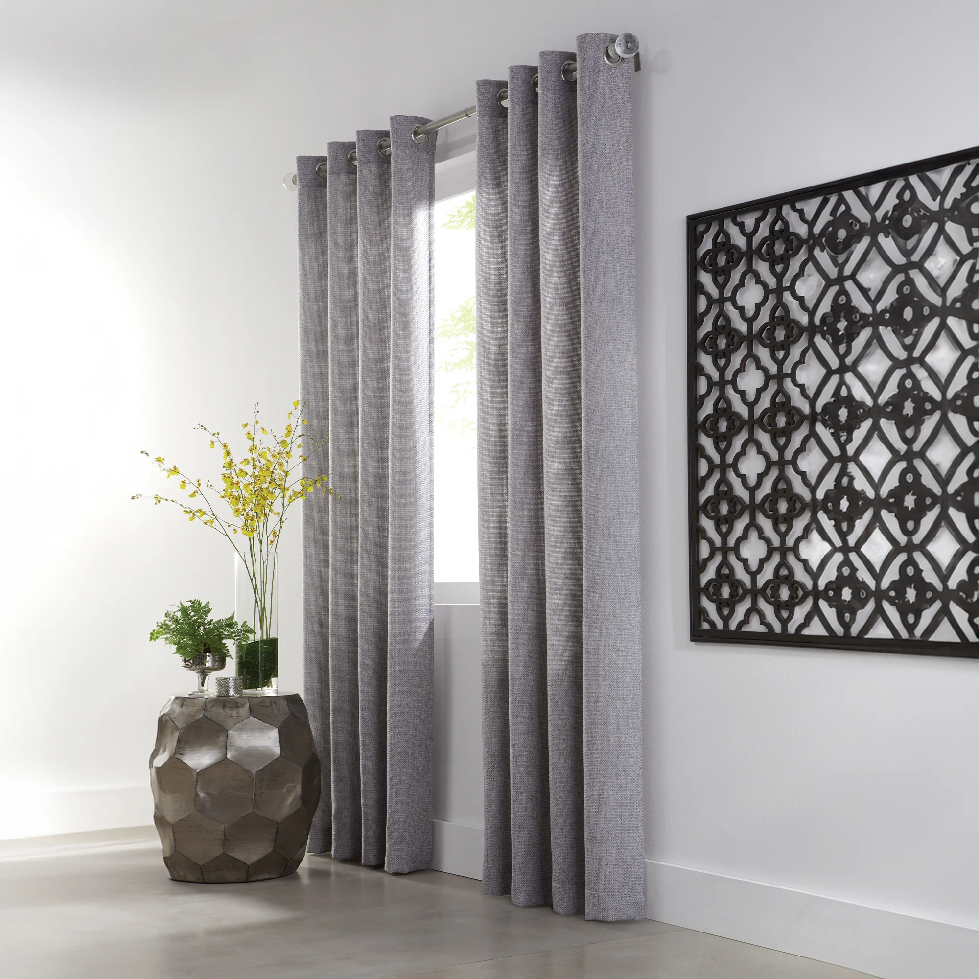 Grommet curtain panel - Liam - Blue & Grey - 52 x 84 in