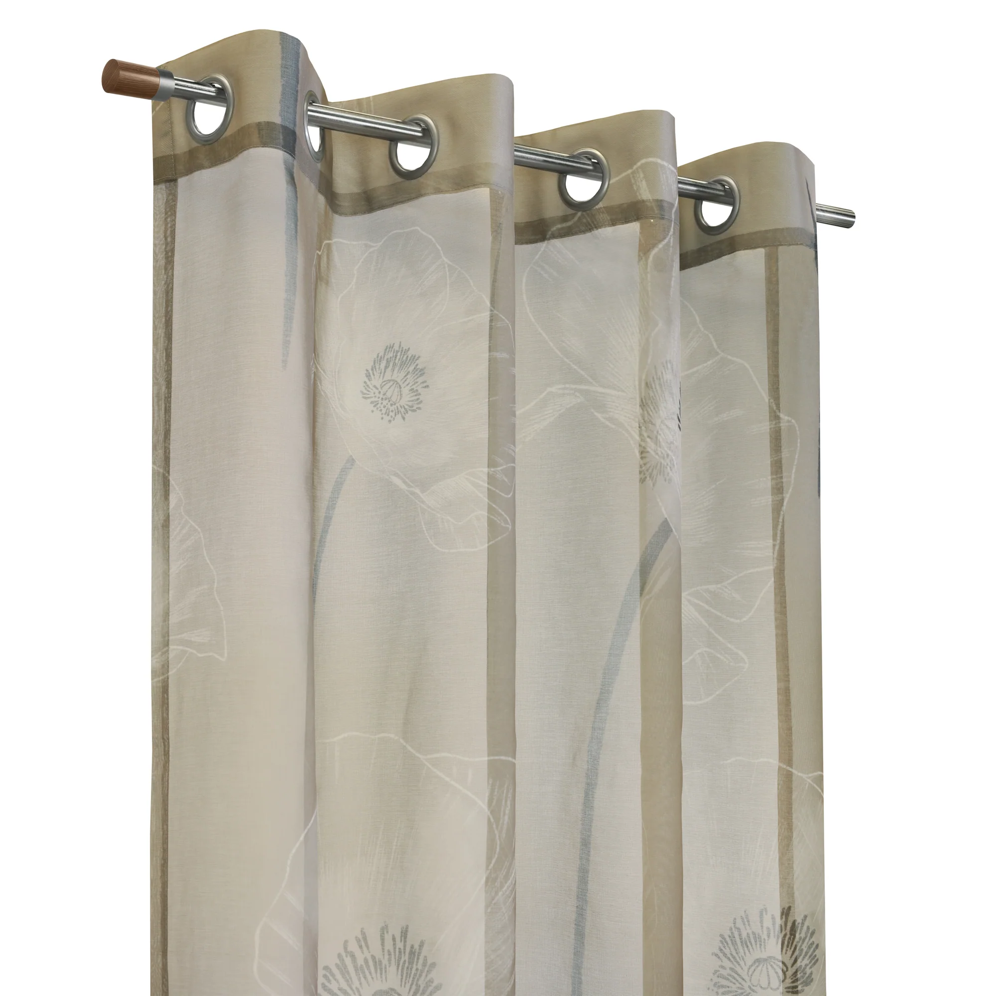 Grommet curtain panel - Lora - 50 x 94 in (128 x 215cm) - Taupe - Image 2