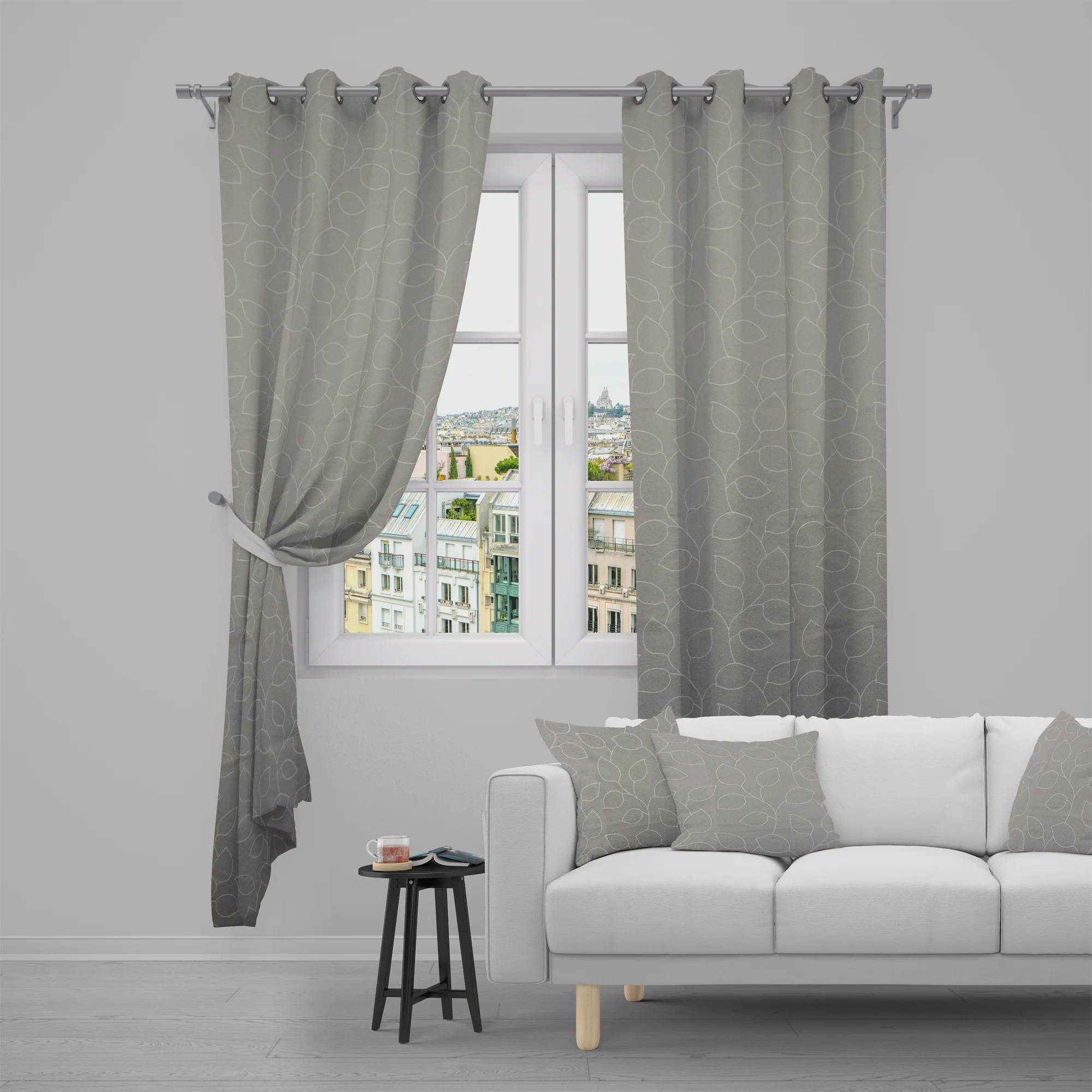 Grommets curtain panel - Aurelia - Grey - Image 4