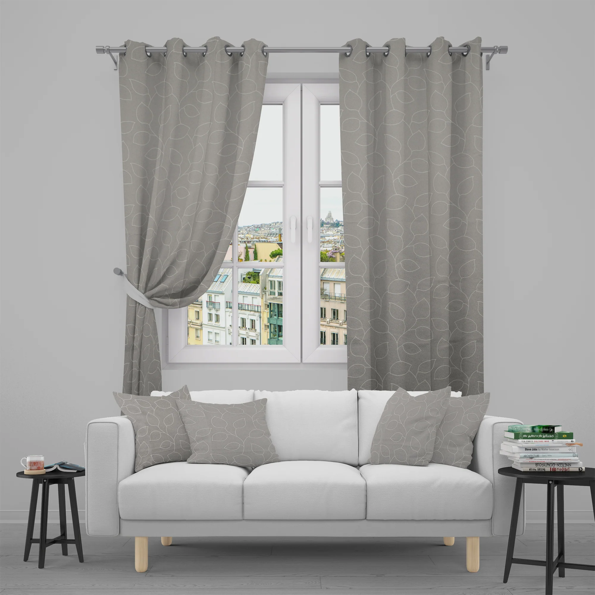 Grommets curtain panel - Aurelia - Grey - Image 6
