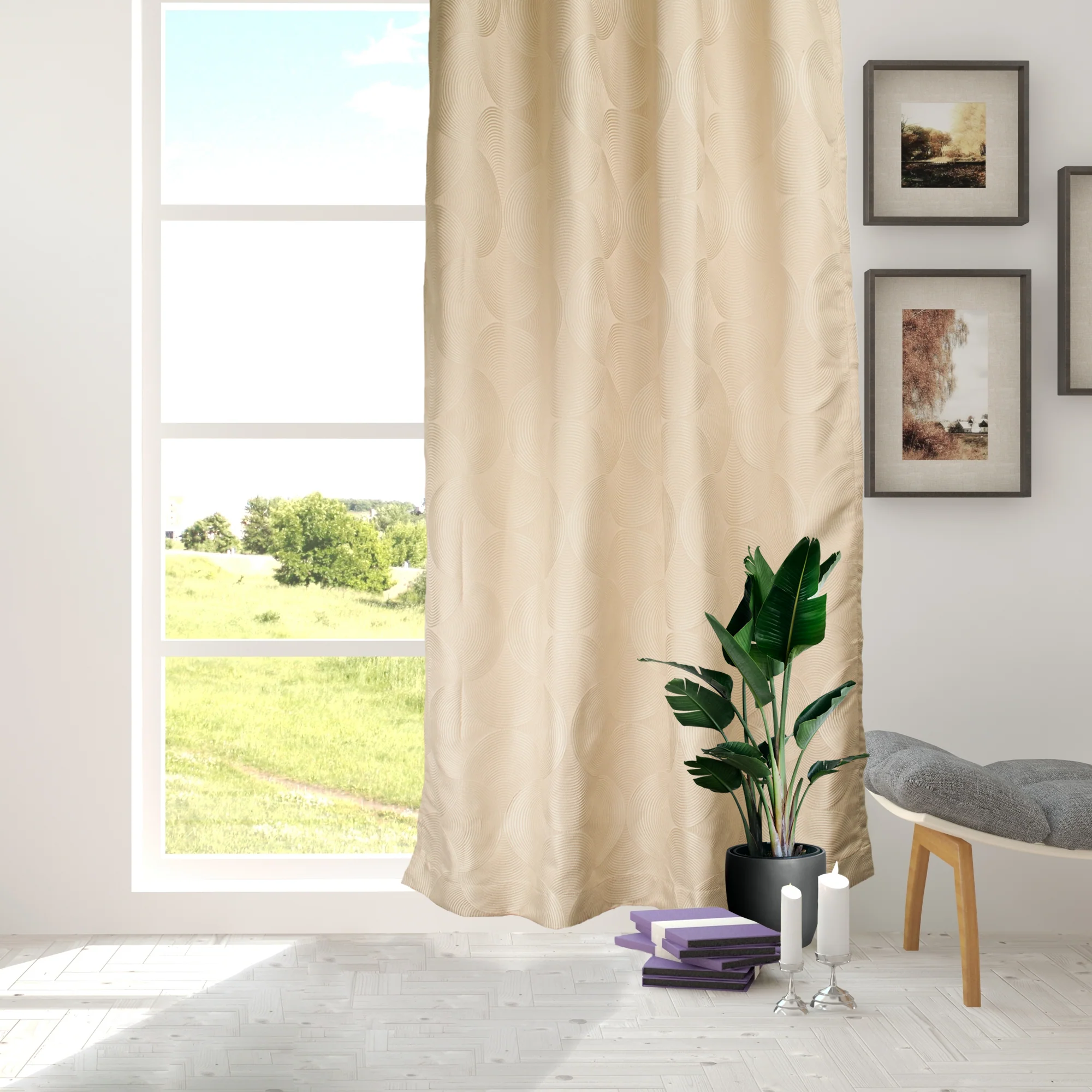 Grommets curtain panel - Aurora - Beige - Image 4