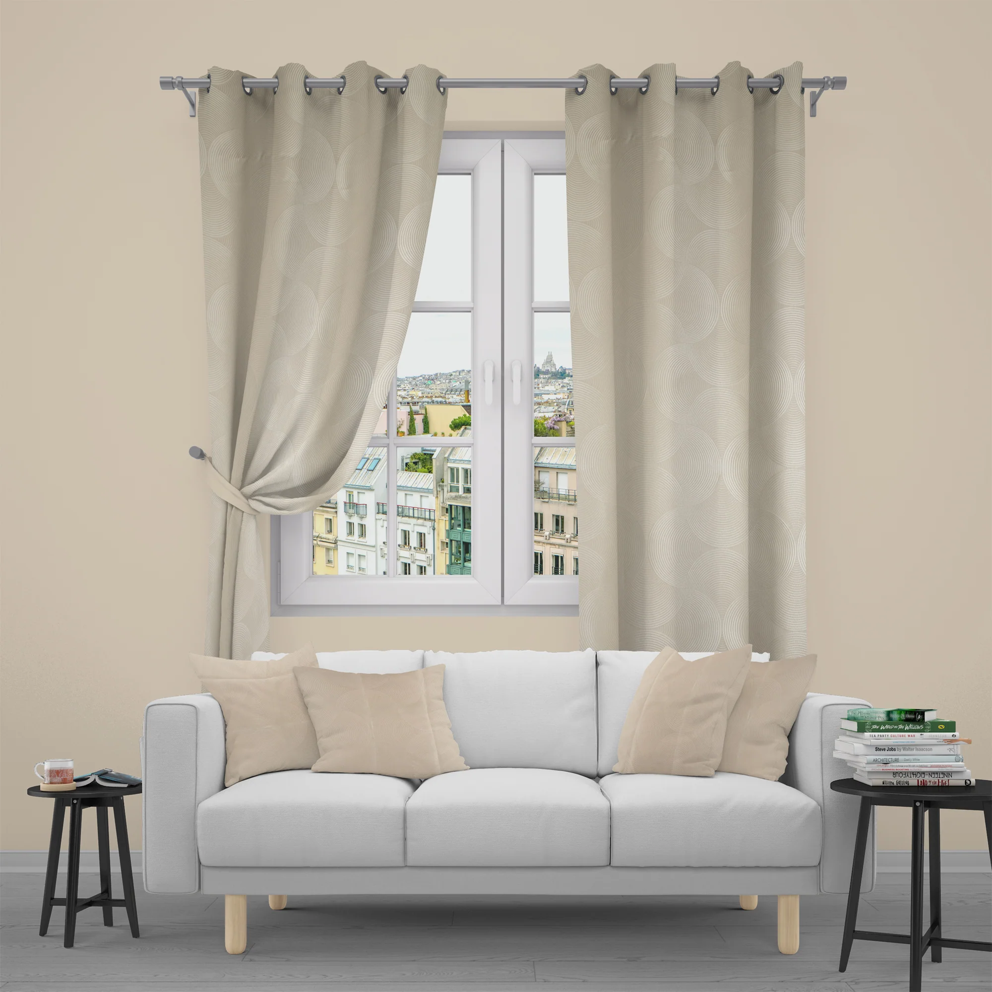 Grommets curtain panel - Aurora - Beige - Image 5