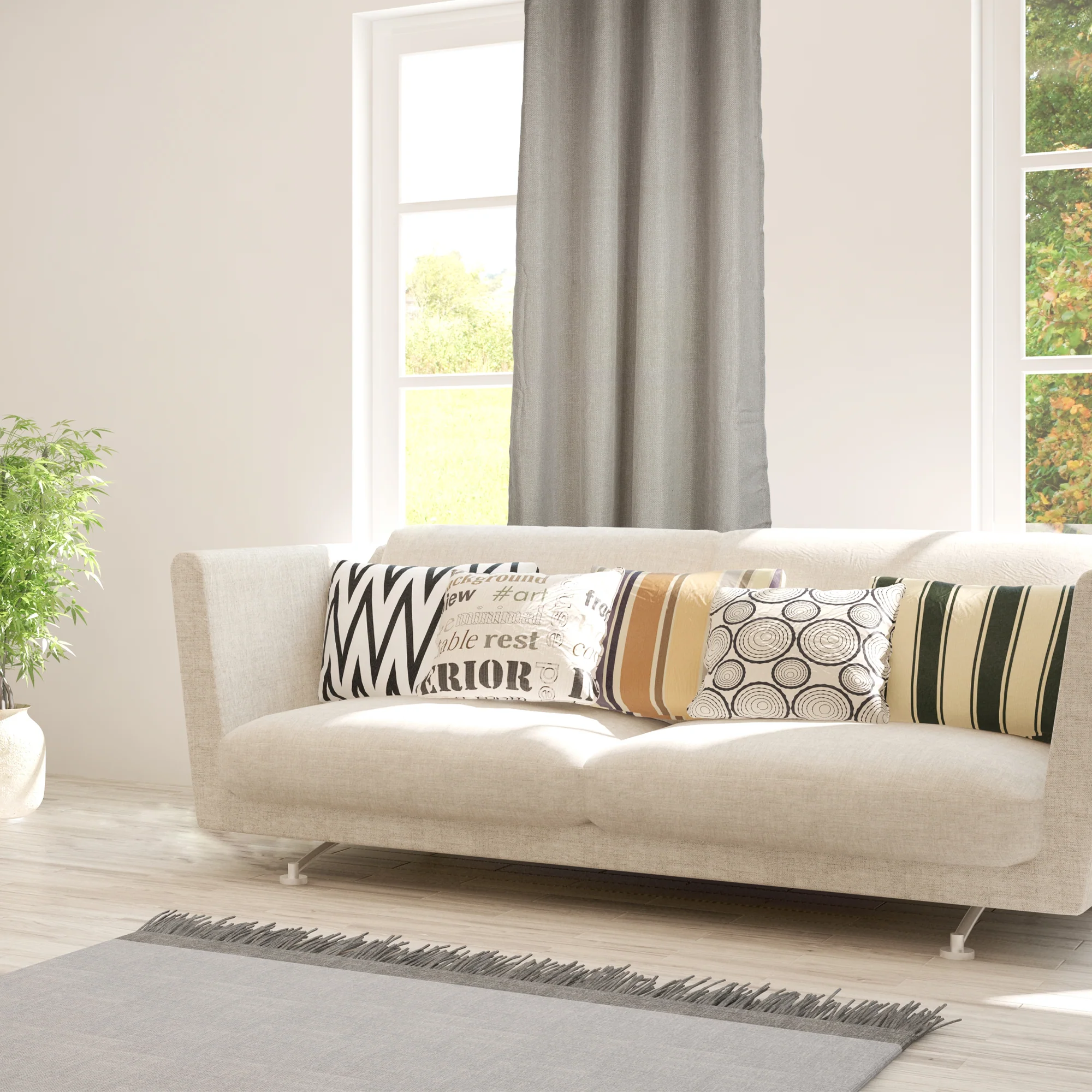 Grommets curtain panel - Cleo - Grey - 54 x 85'' - Image 3