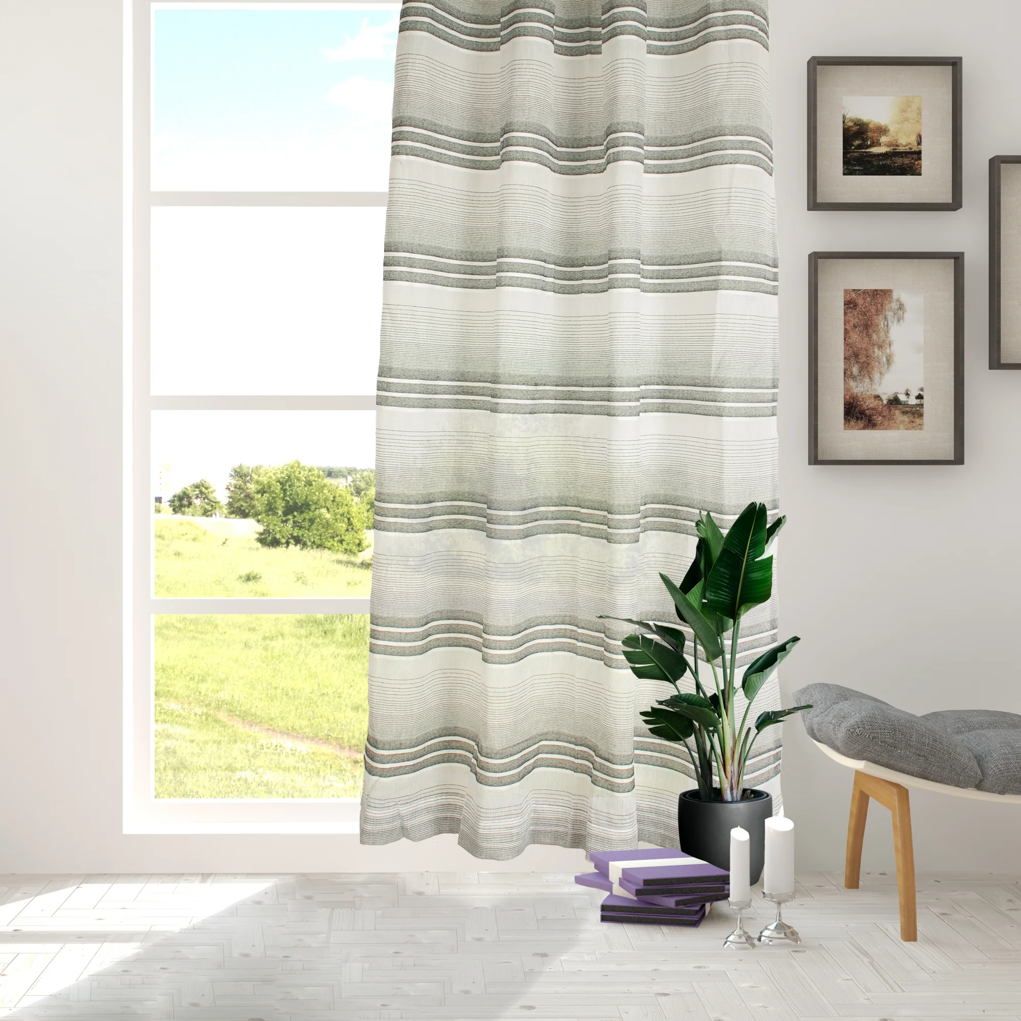 Grommets curtain panel - Linea - Blk - 54 x 85'' - Image 4