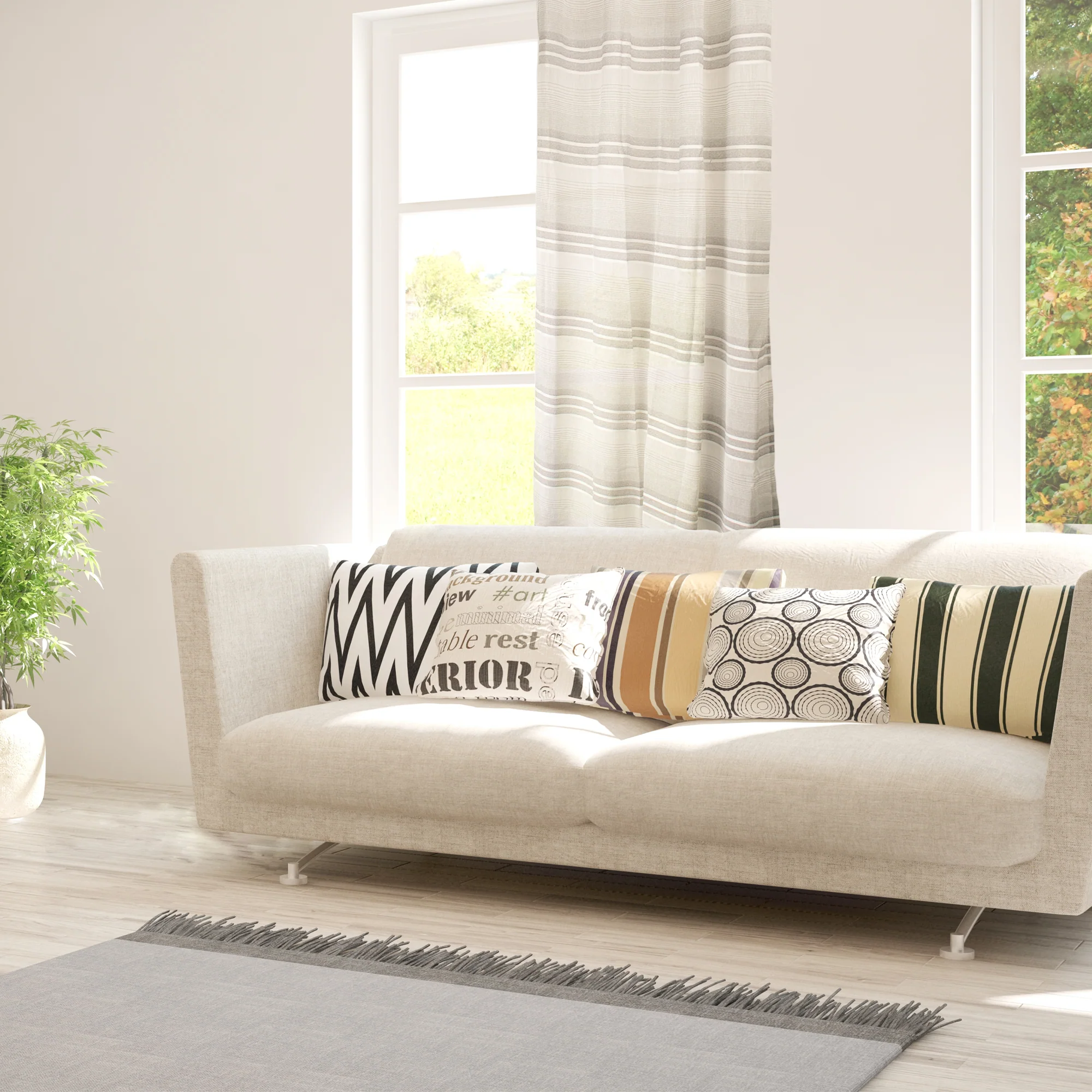 Grommets curtain panel - Linea - Grey - 54 x 85'' - Image 3