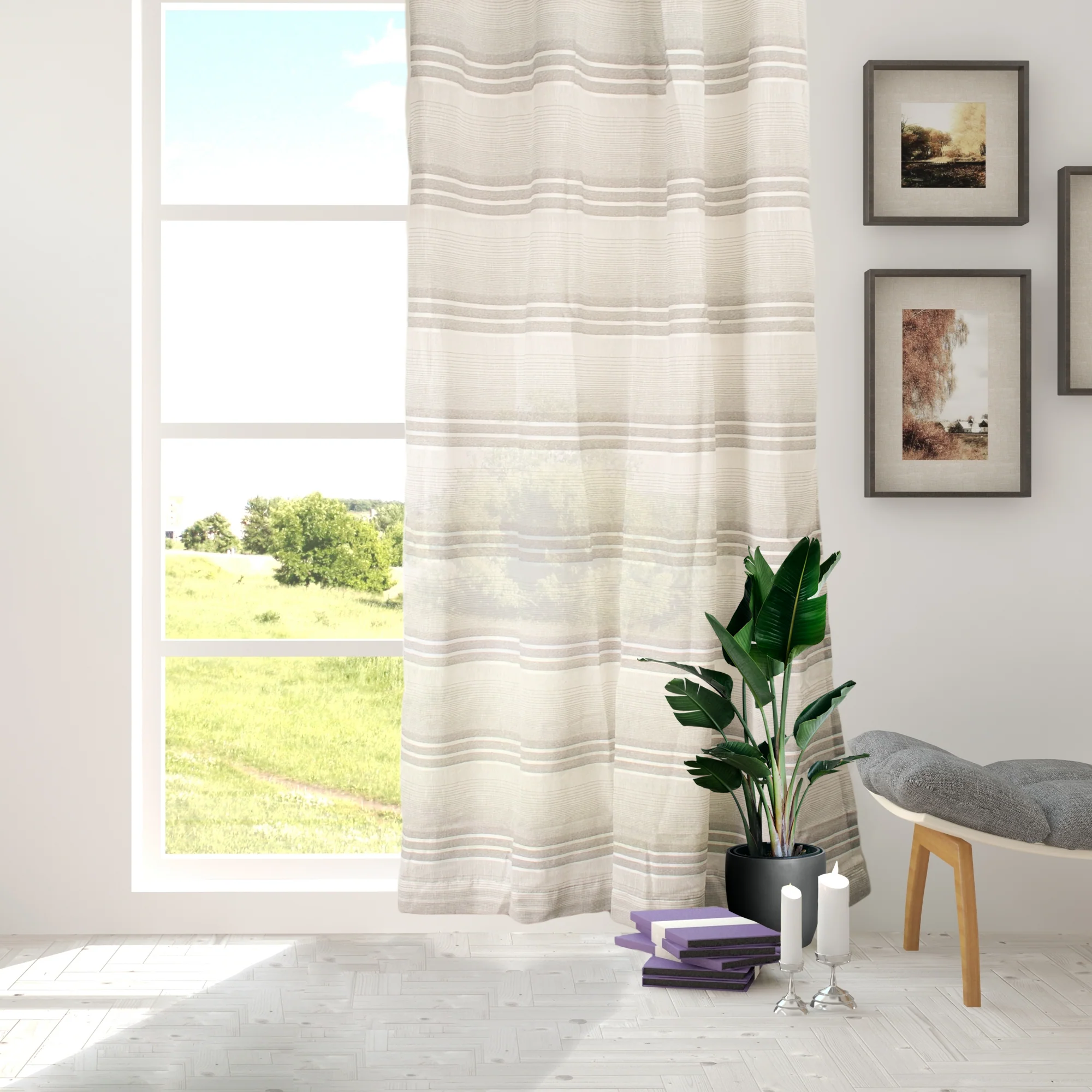 Grommets curtain panel - Linea - Grey - 54 x 85'' - Image 4