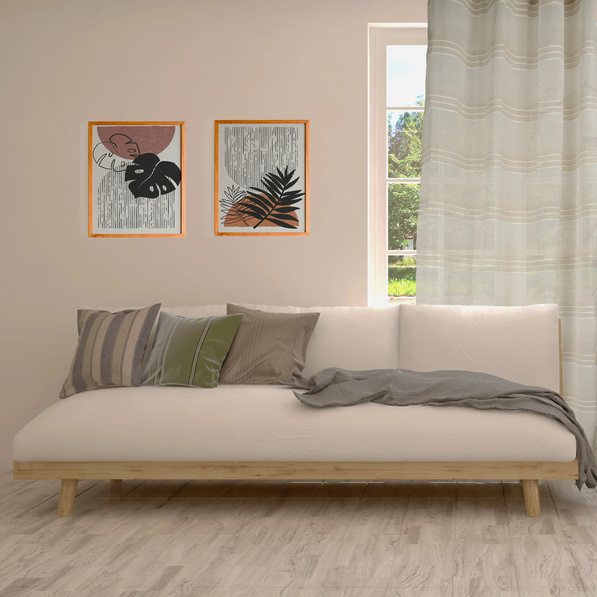 Grommets curtain panel - Linea - Oat - 54 x 85'' - Image 2