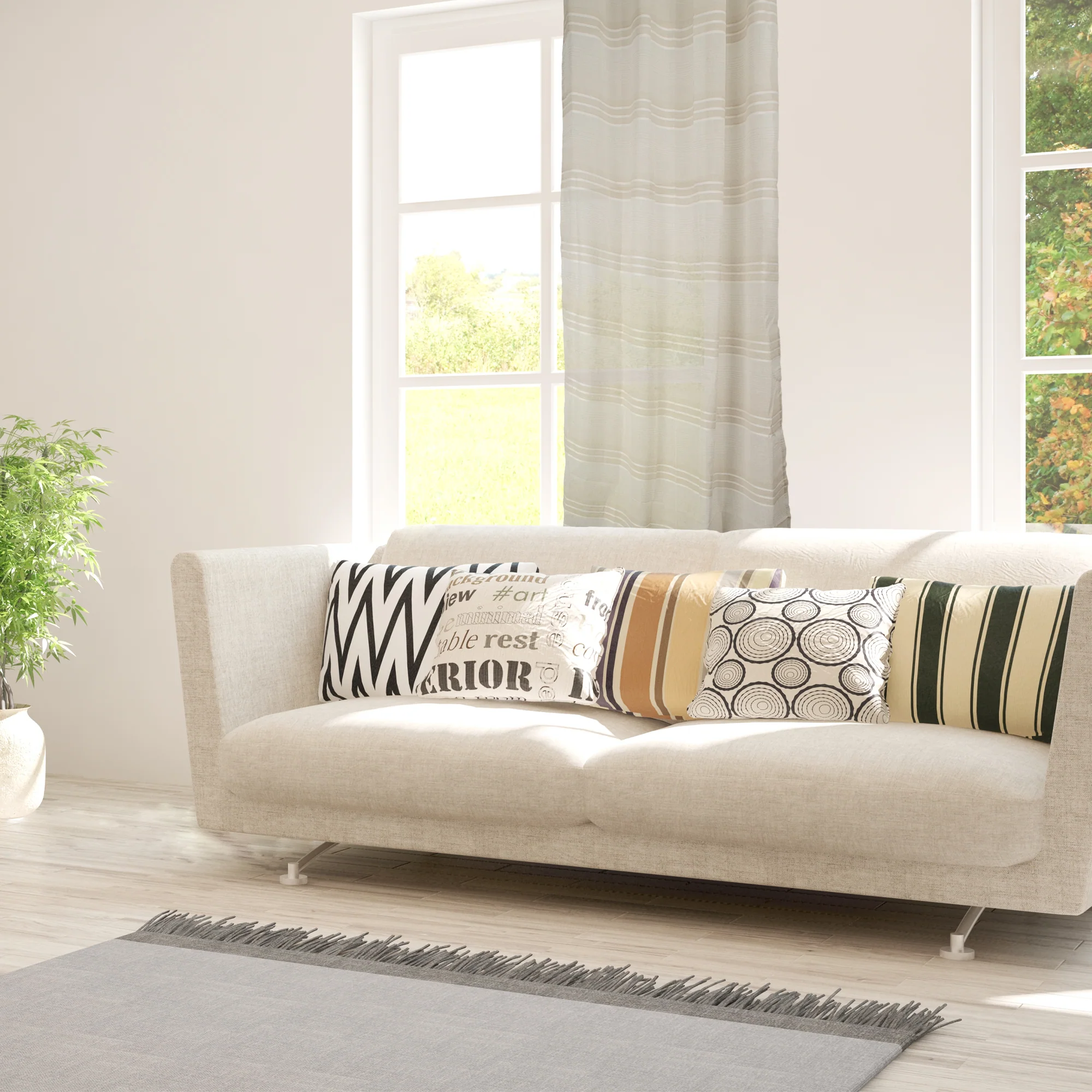 Grommets curtain panel - Linea - Oat - 54 x 85'' - Image 3