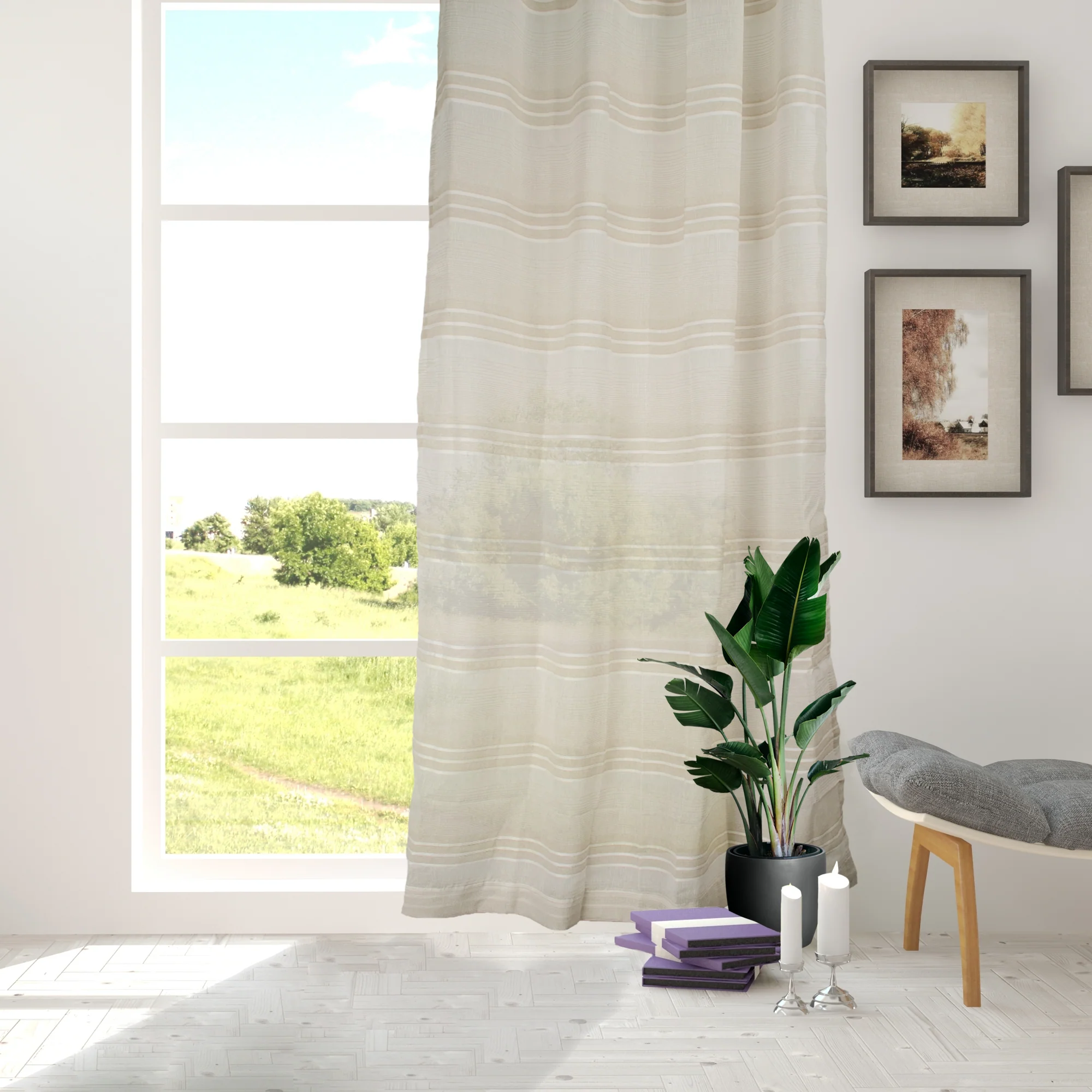 Grommets curtain panel - Linea - Oat - 54 x 85'' - Image 4