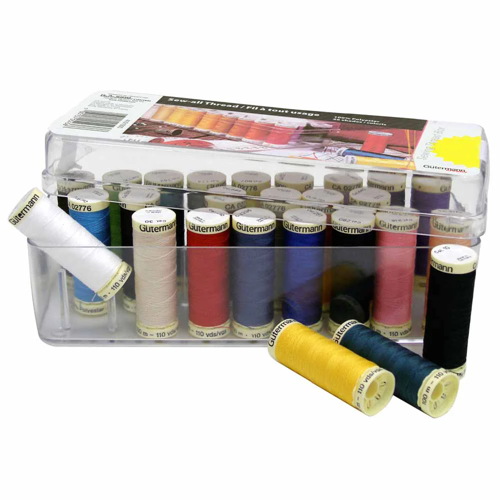 GÜTERMANN 26 pc Sew-All 100m - Thread Set in Acrylic Box - Assorted Colours
