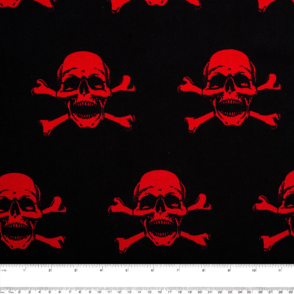 Halloween Fun Print - Skull - Black / Red - Image 2