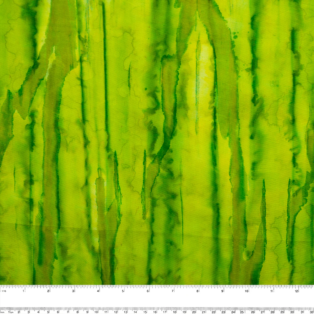 Hand dyed batiks - Stripes - Lime (10 meters) - Image 2