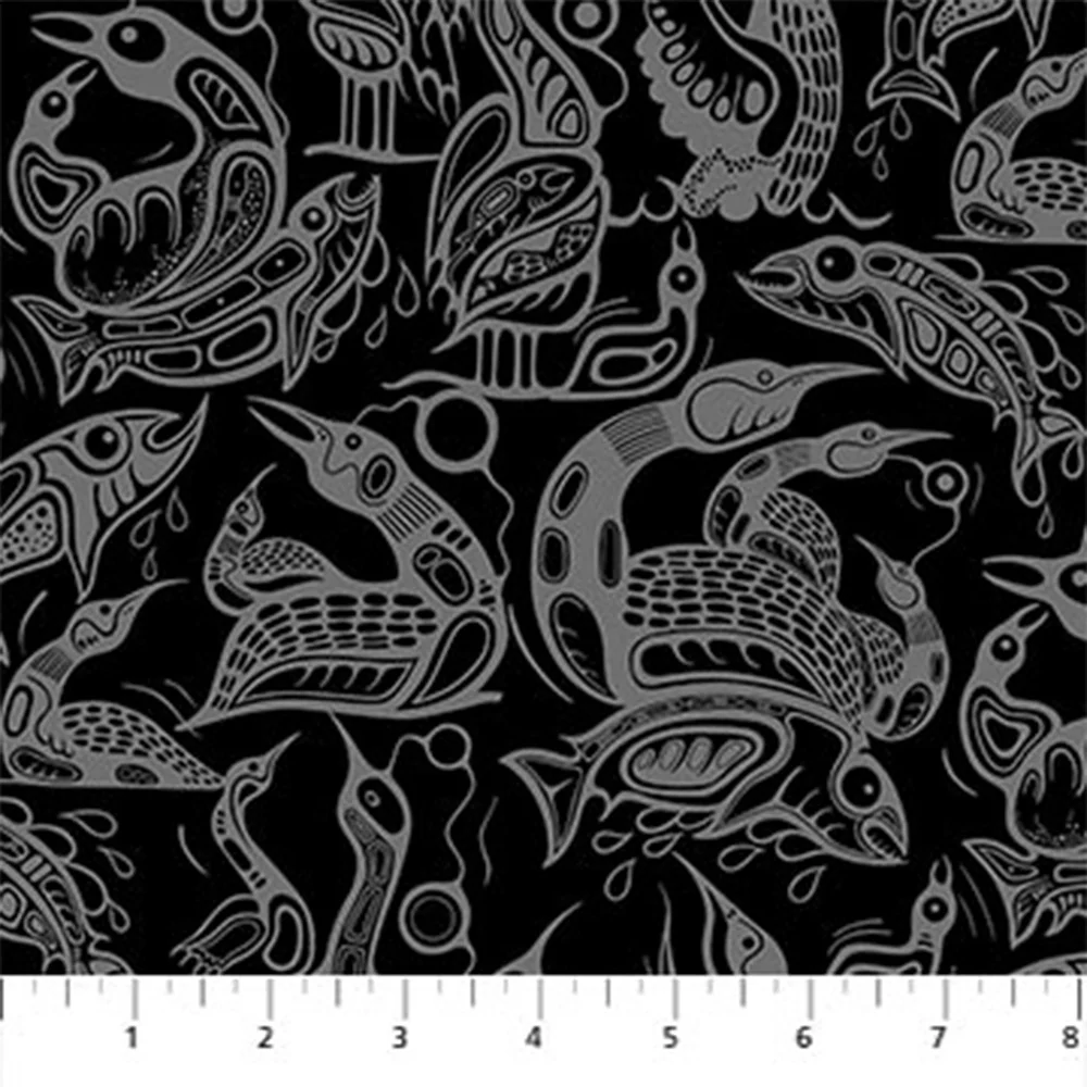 HEALING WATERS Printed Cotton - Animals - Black - Image 2