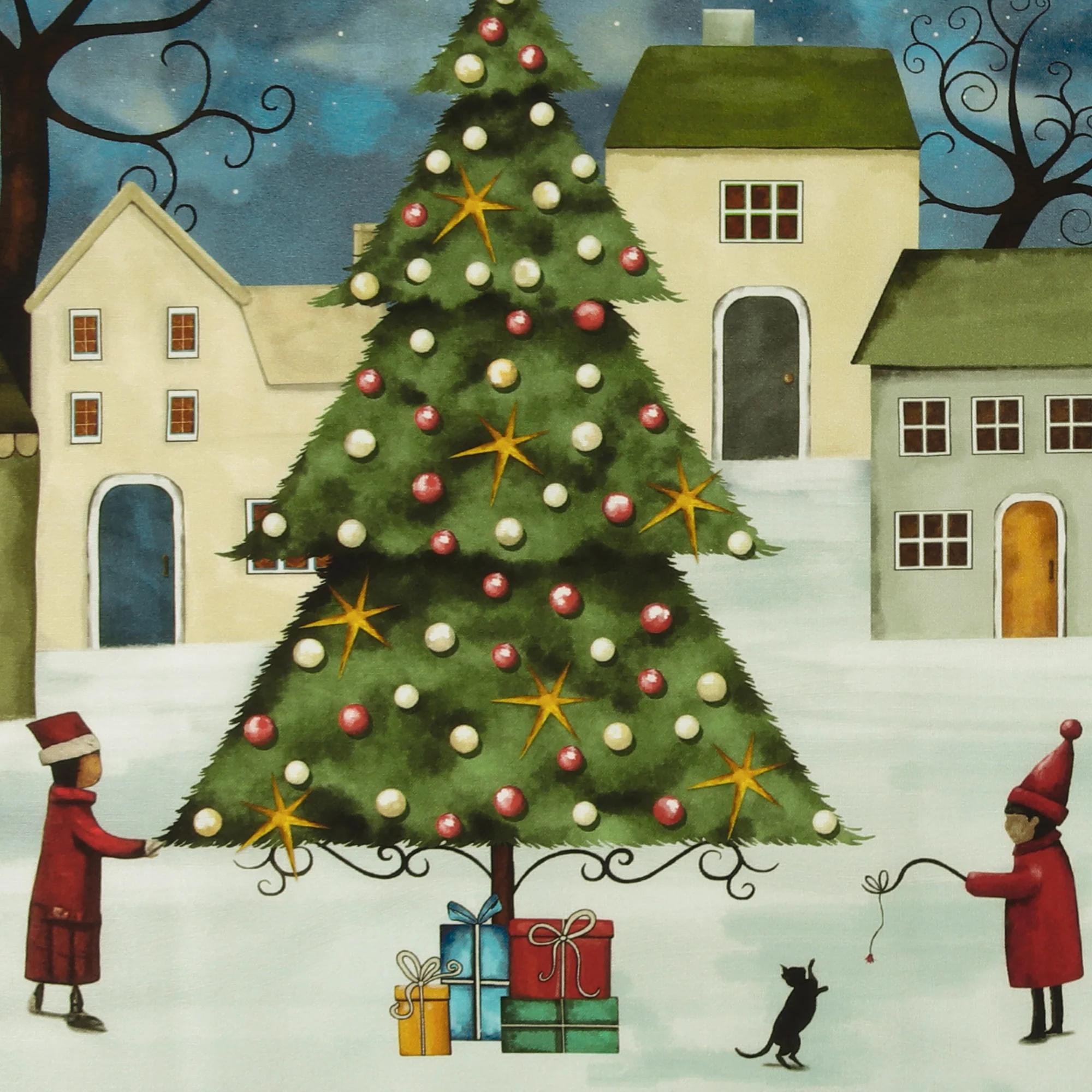 Henry Glass & Co - Printed Cotton panel 36 x 44 in (91 x 112 cm)- IT'S THE HOLIDAYS - 005 - Blue - Image 2