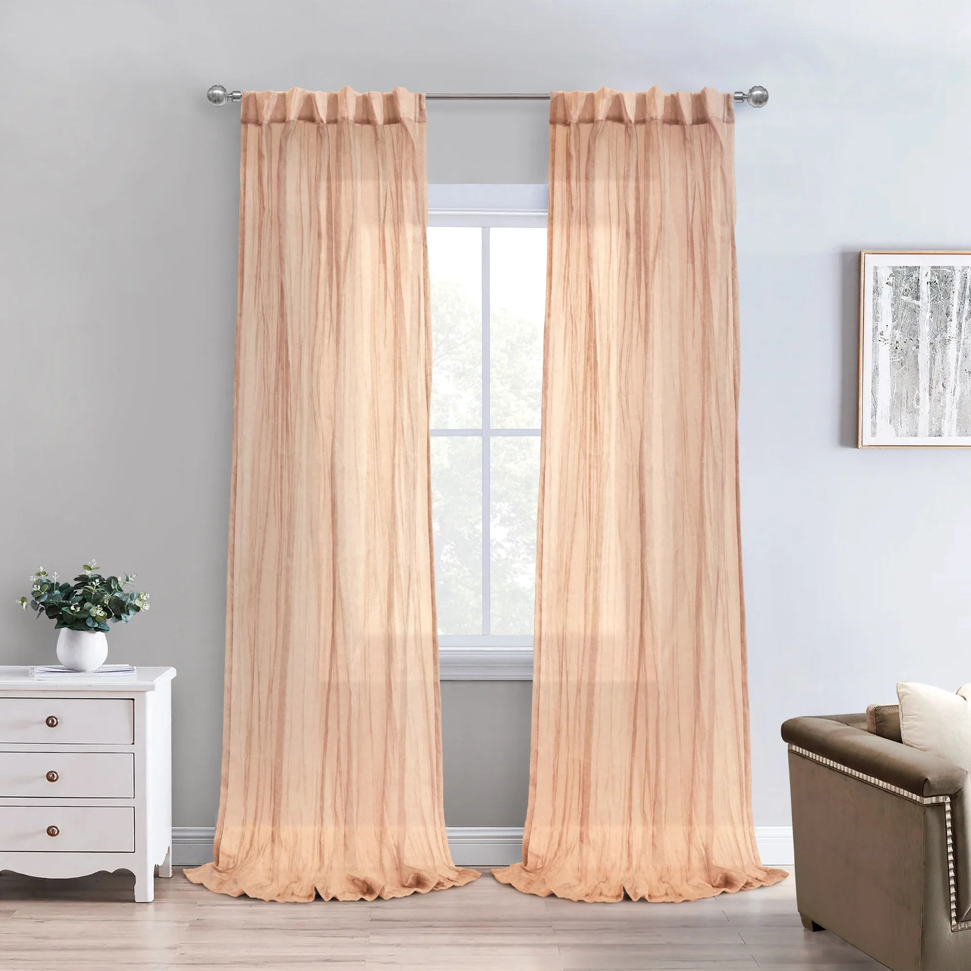 Hidden Tab Sheer panel - Paloma - Apricot