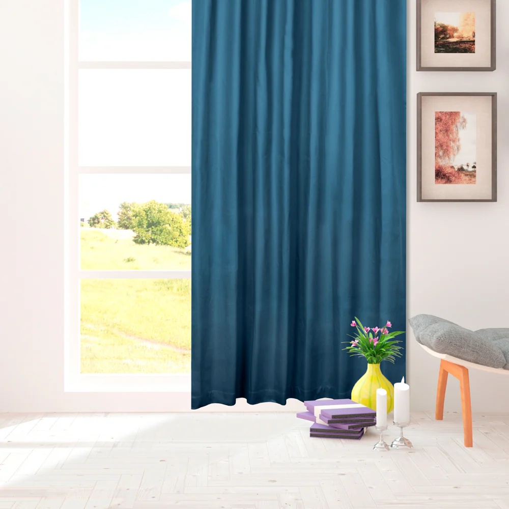 Hidden Tabs curtain panel - Lyons - Teal - Image 2