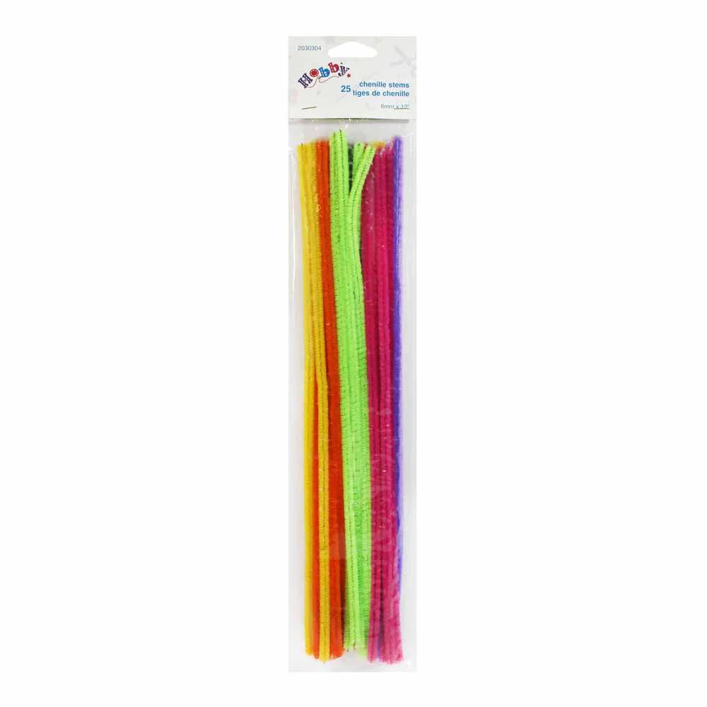 HOBBY Chenille Stems Bright Assorted - 25 pcs