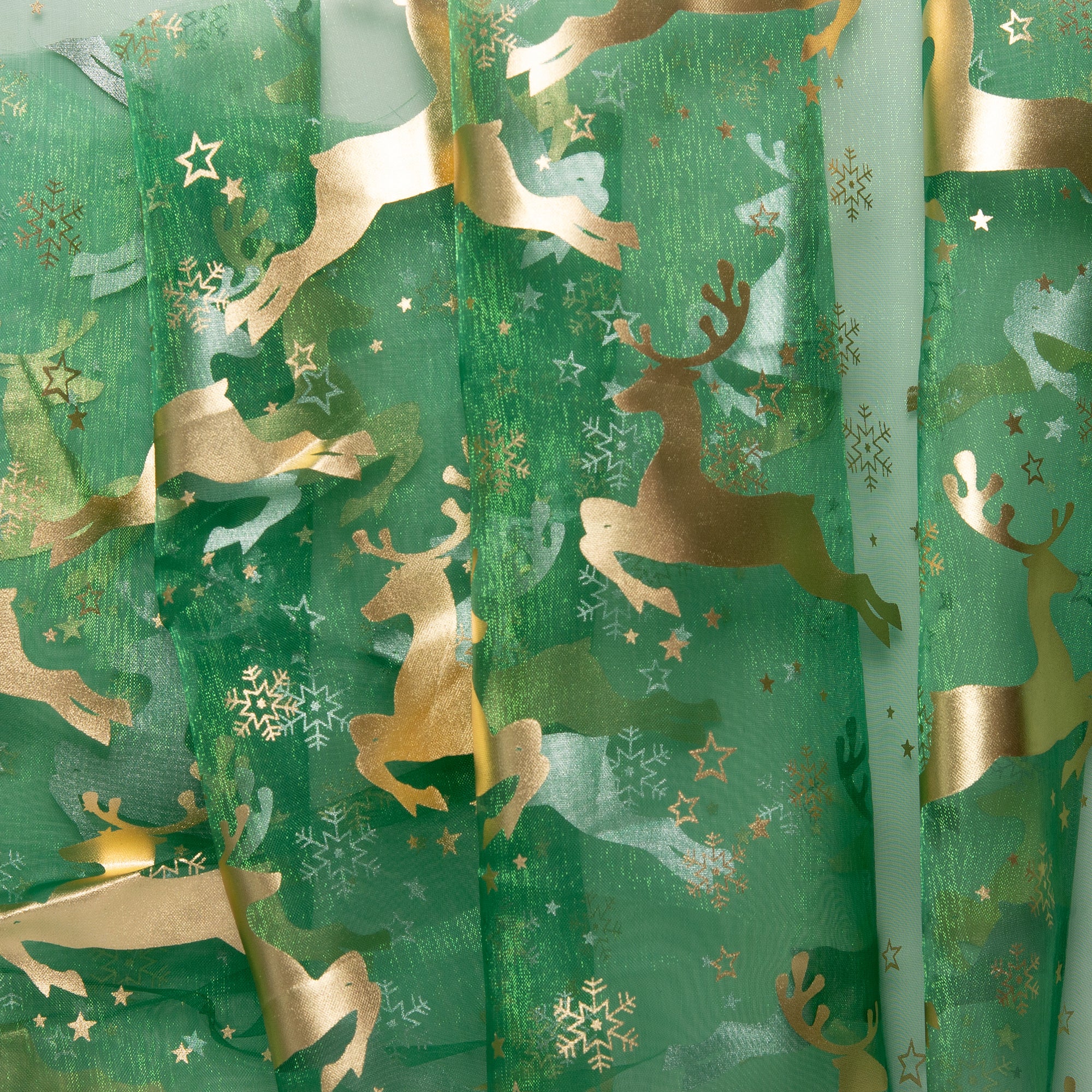 Holiday Organza Foil - Reindeer - Green - Image 4