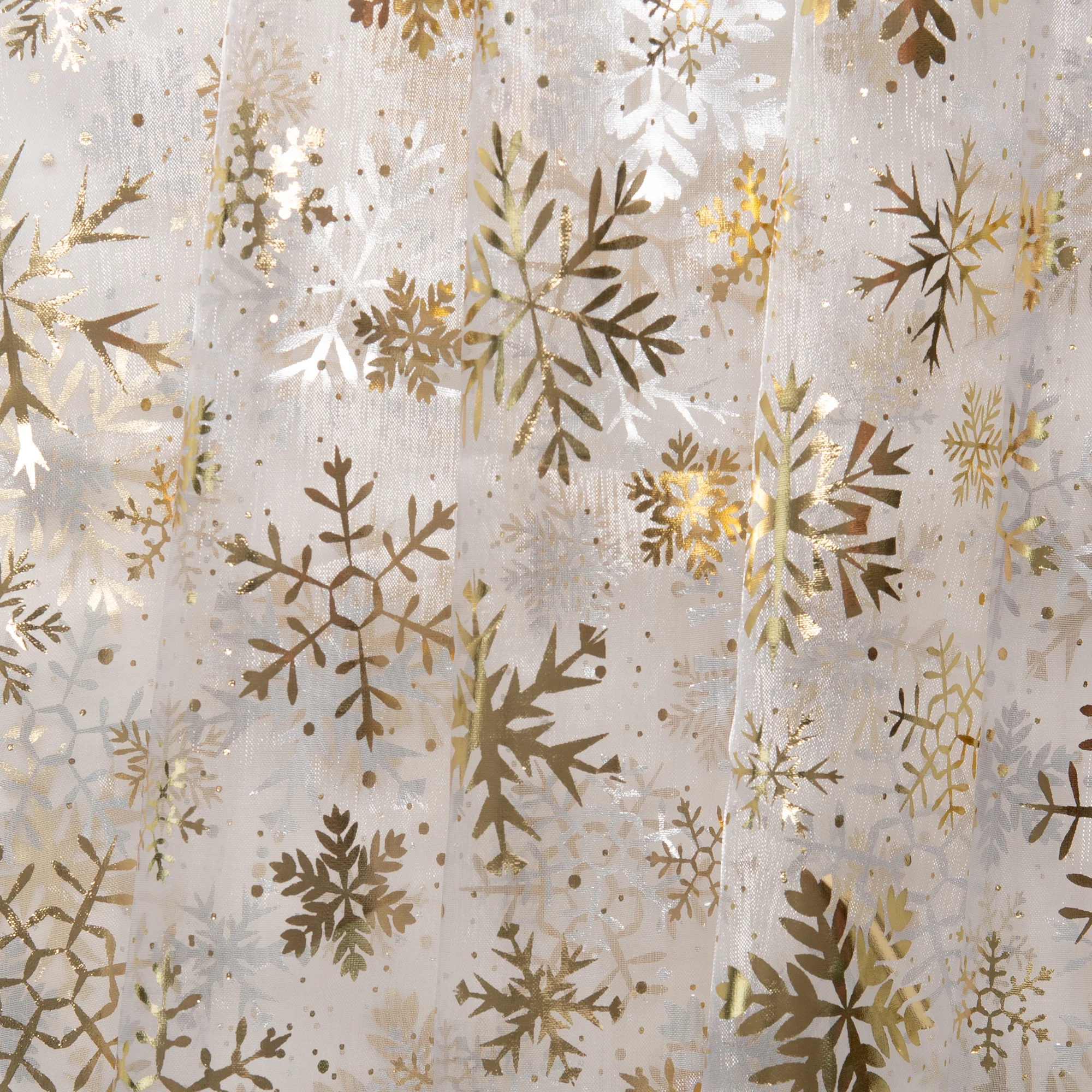 Holiday Organza Foil - Snowflake - White / Gold - Image 4