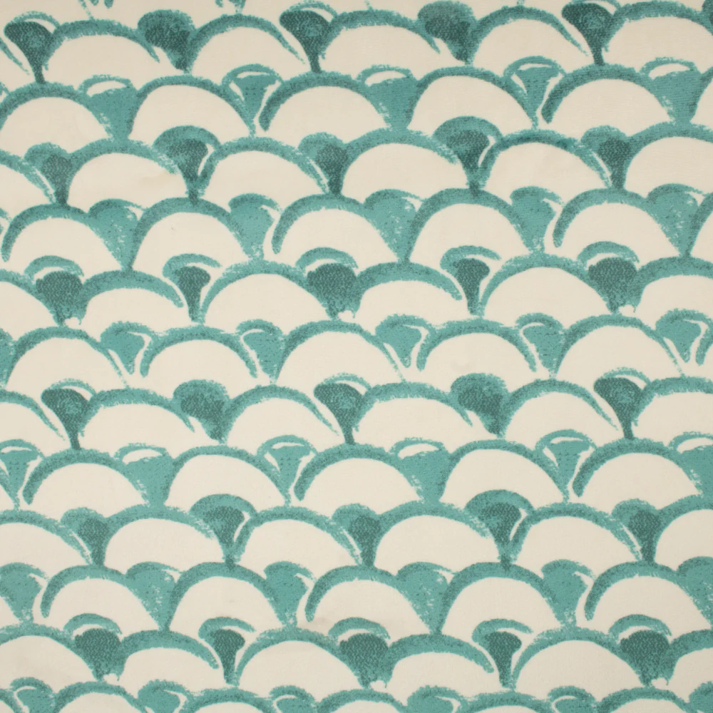 Home Decor Fabric - Asia - Printed Velvet Yasuko Teal