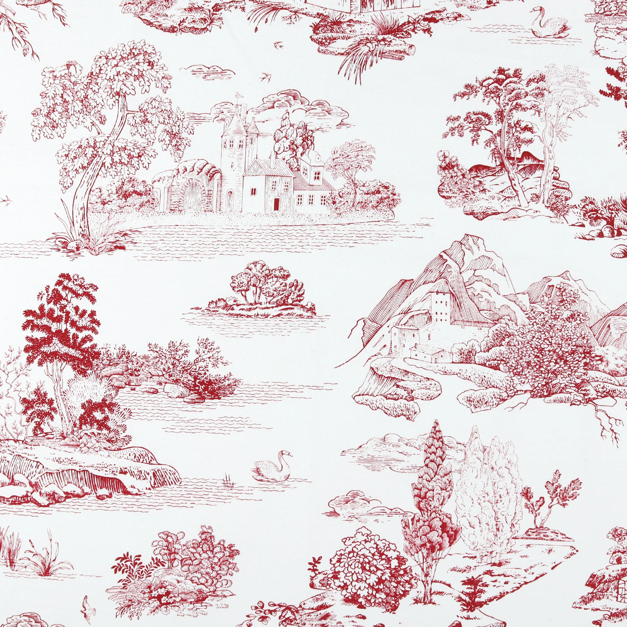 Home Decor Fabric - Bella Casa - Printed Canvas - Cranberry II