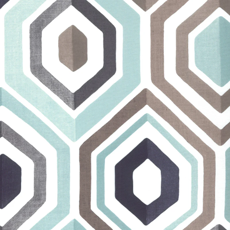 Home Decor Fabric - Signature Signature Meeting 1041 - navy blue, turquoise, grey