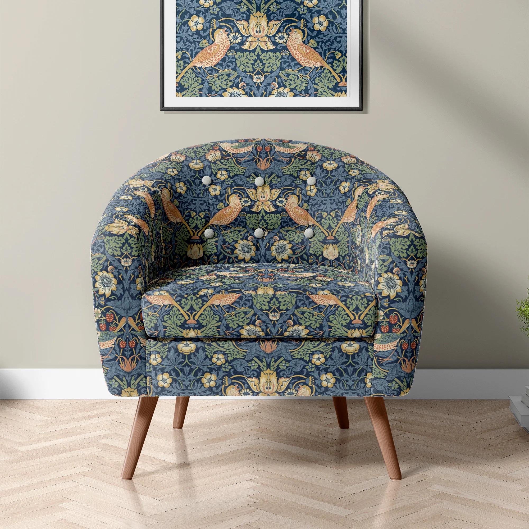 Home Decor Fabric - William Morris - Strawberry Thief - Blue - Image 4