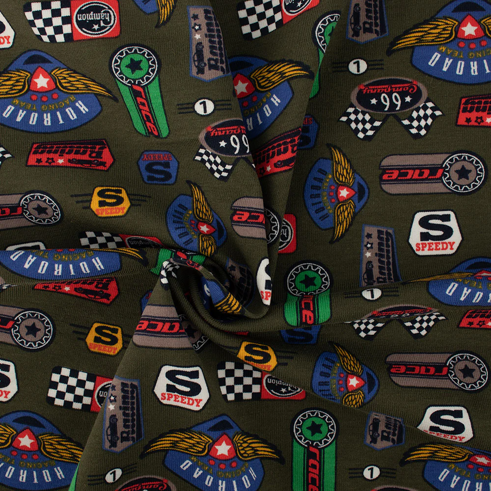IMA-GINE S20 Cotton Lycra Knit Print - Logos - Olive - Image 2