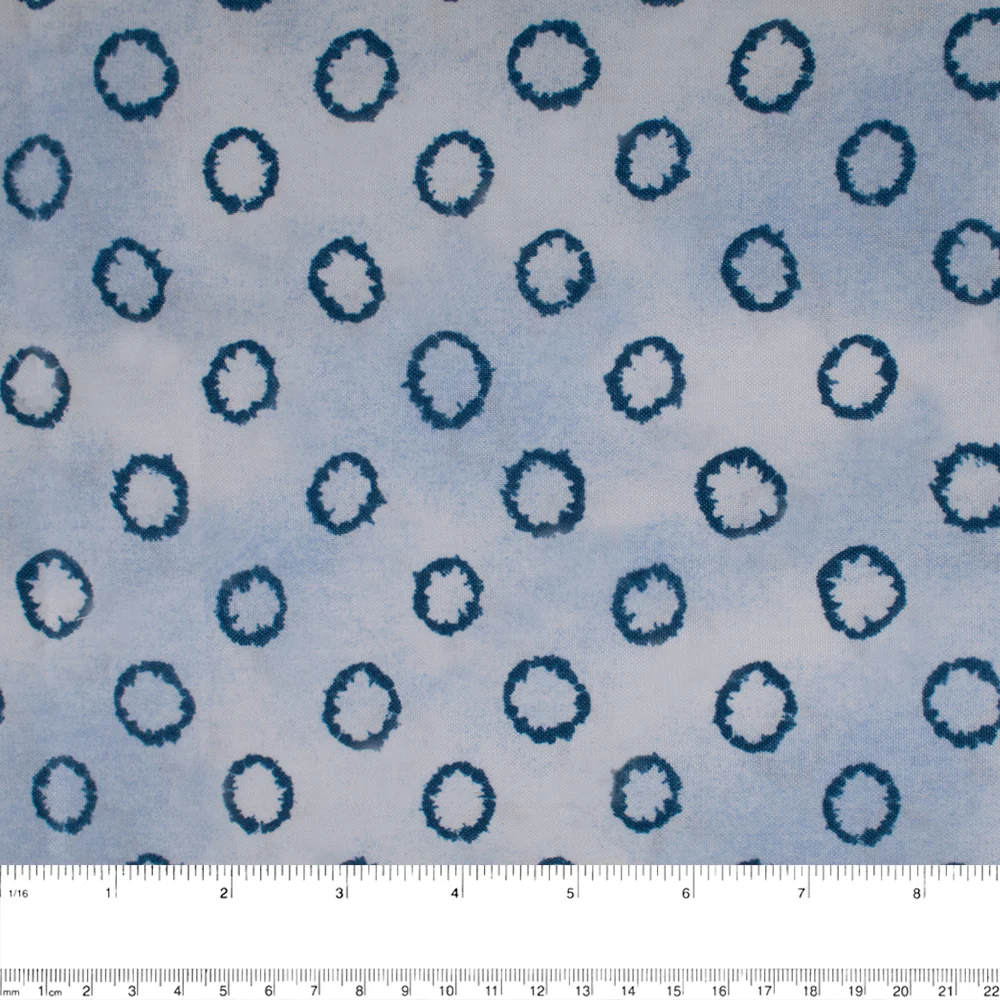 INDIGO DYED Cotton print - Cercles - Light blue - Image 2