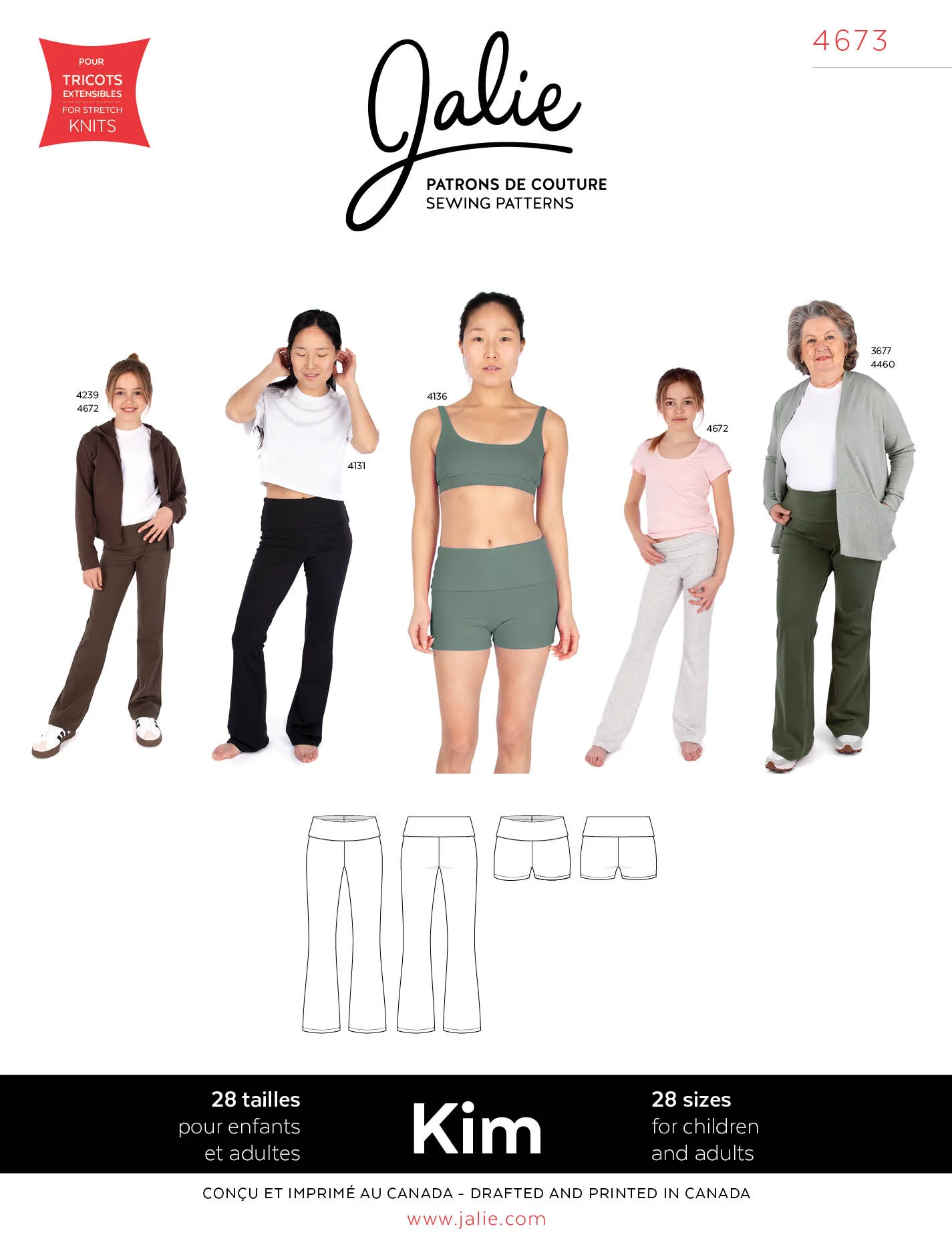 Jalie 4673 - KIM Foldover waist shorts and flared pants