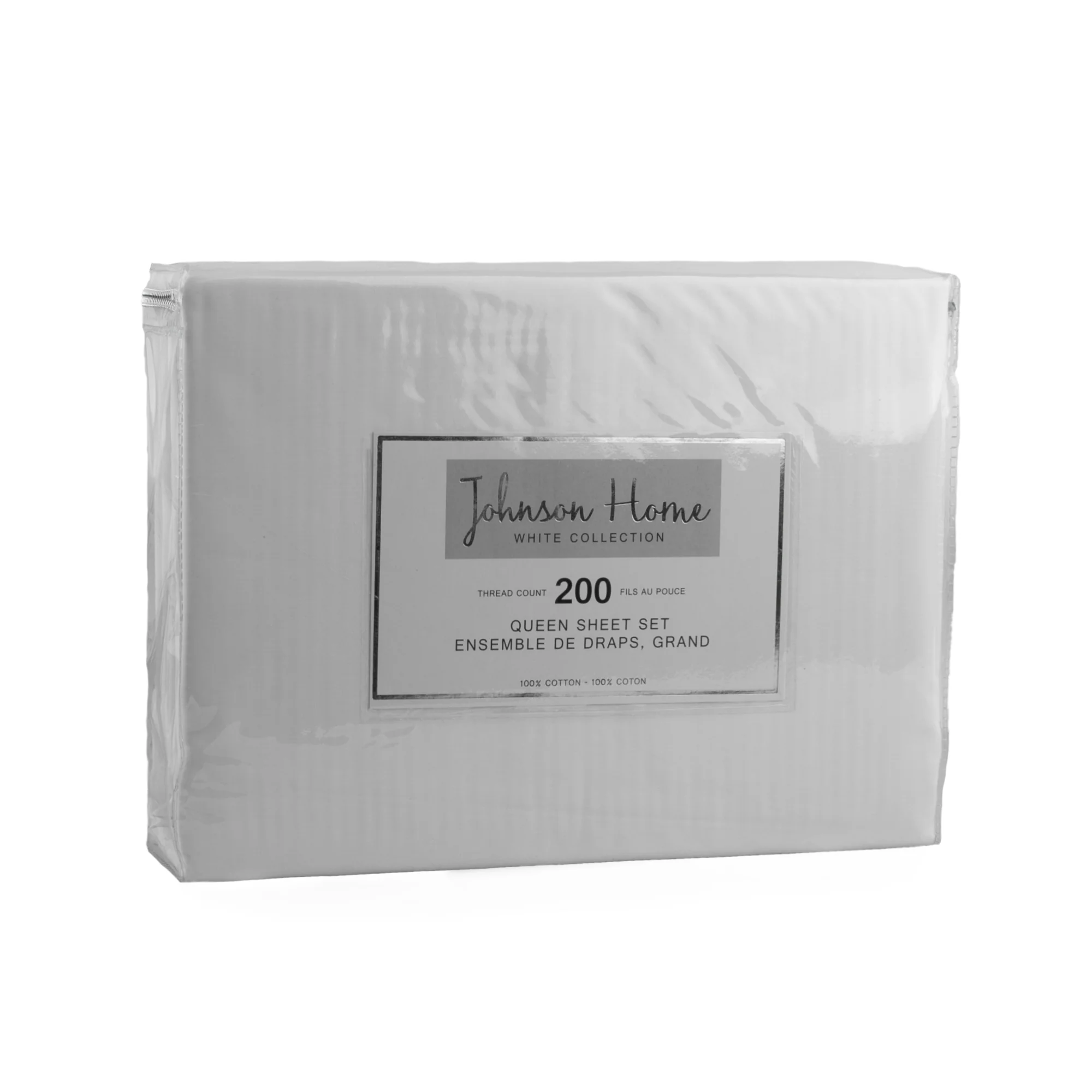 Johnson Home - 200 Thread Count Sheet Set - White - Queen size