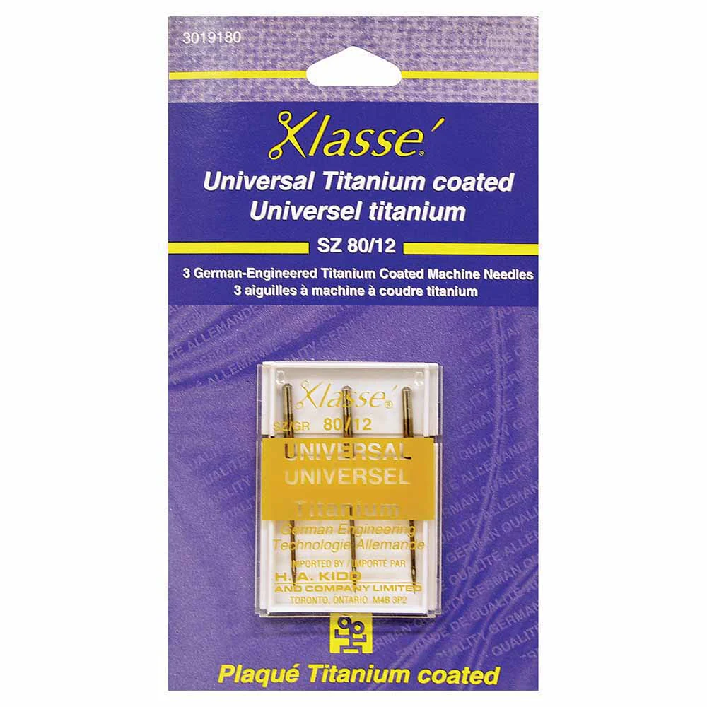 KLASSE´ Universal Titanium Needles Carded - Size 80/12 - 3 count
