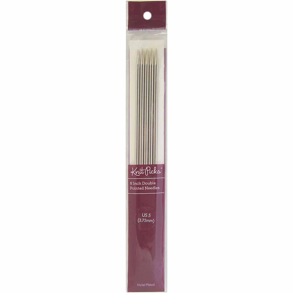 KNIT PICKS Nickel Plated Double Point Knitting Needles 20cm (8") - Set of 5 - 3.75mm/US 5