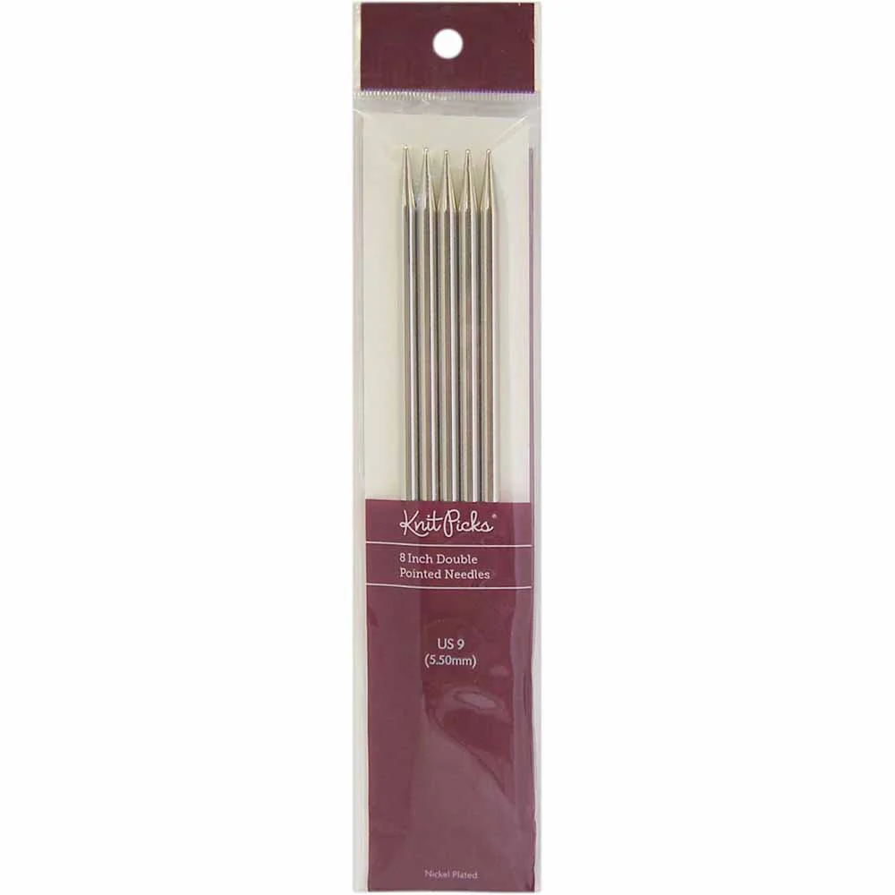 KNIT PICKS Nickel Plated Double Point Knitting Needles 20cm (8") - Set of 5 - 5.5mm/US 9