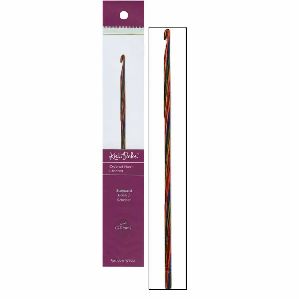 KNIT PICKS Rainbow Wood Crochet Hooks 15cm (6") - 3.5mm/US E-4