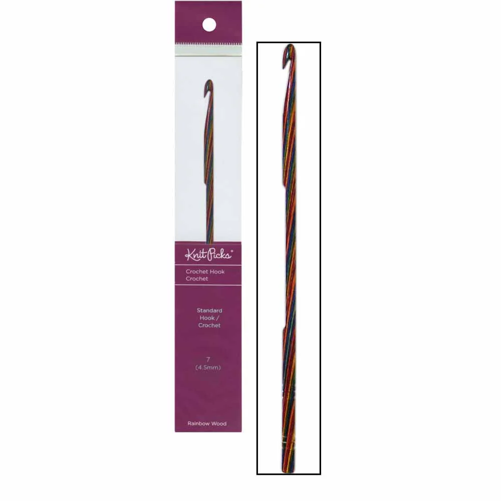 KNIT PICKS Rainbow Wood Crochet Hooks 15cm (6") - 4.5mm/US 7