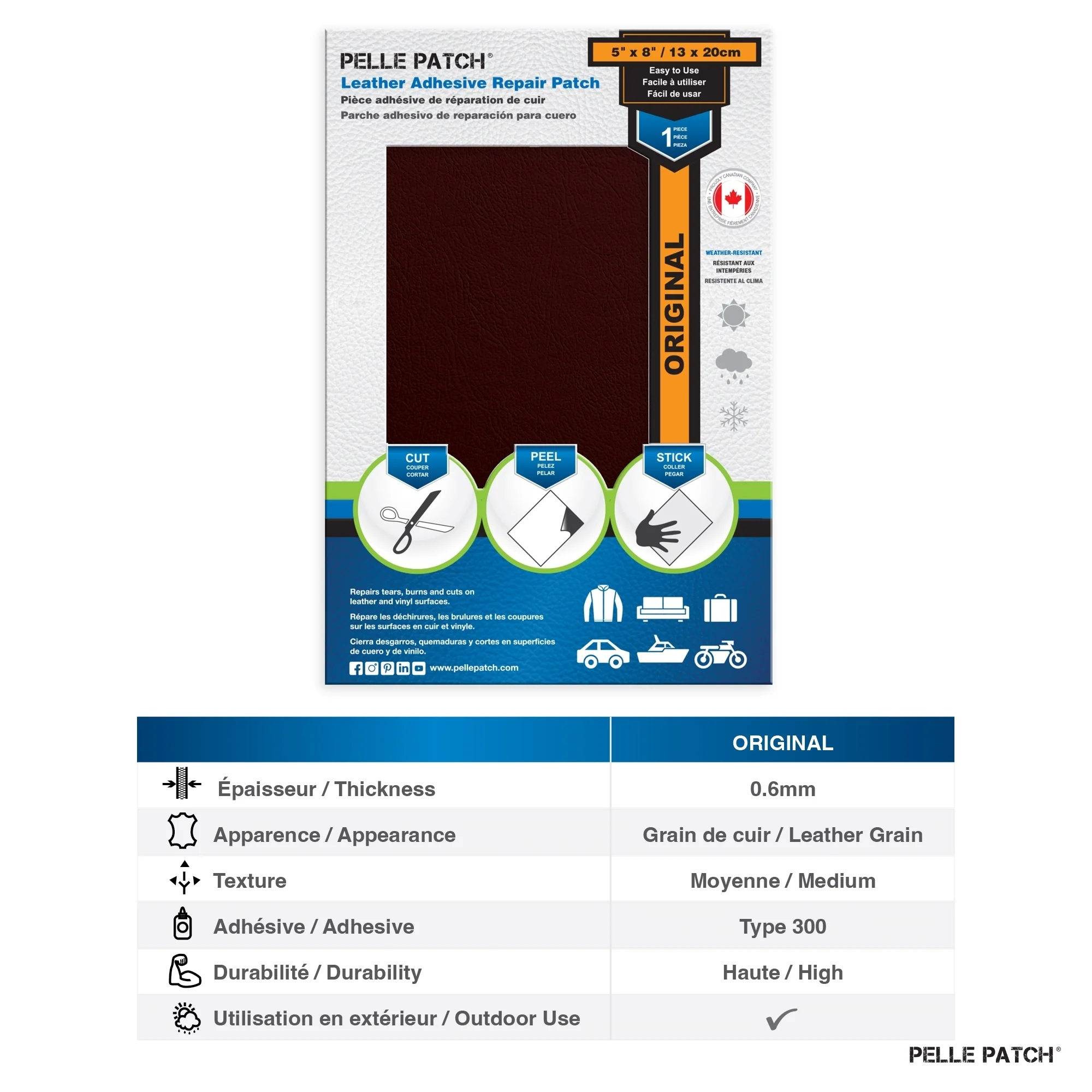 PELLE PATCH Leather Adhesive Repair Patch - Burgundy - 5 x 8 inch (13 x 20 cm) - Image 4