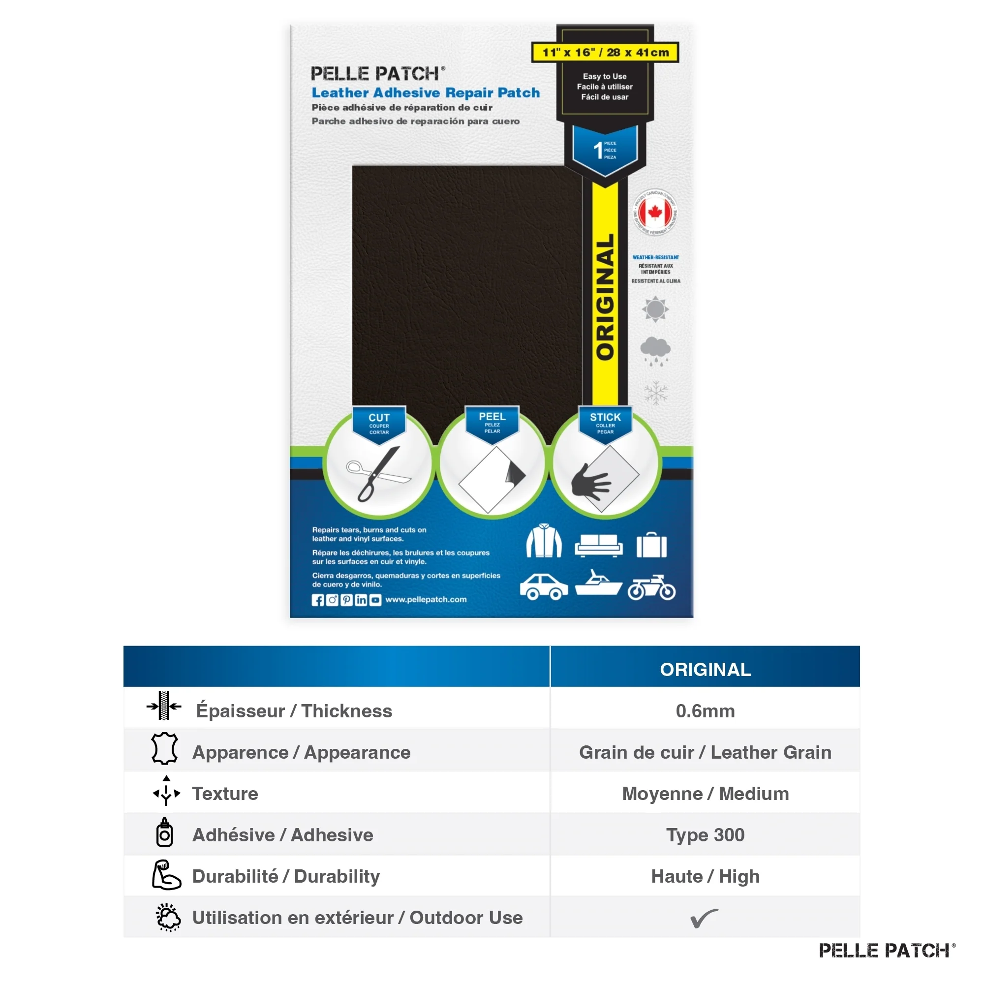 PELLE PATCH Leather Adhesive Repair Patch - Dark Brown - 11 x 16 inch (28 x 41 cm) - Image 4