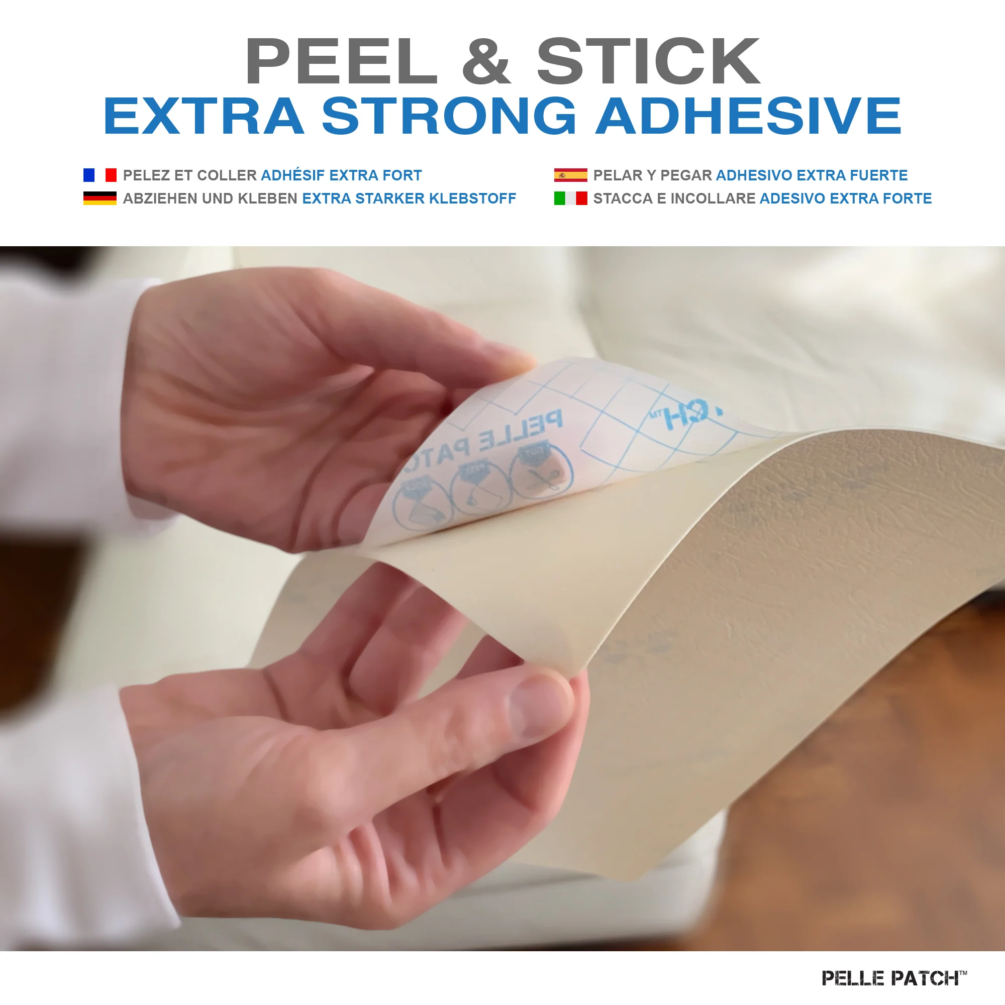 PELLE PATCH Leather Adhesive Repair Patch - Light Grey - 5 x 8 inch (13 x 20 cm) - Image 6