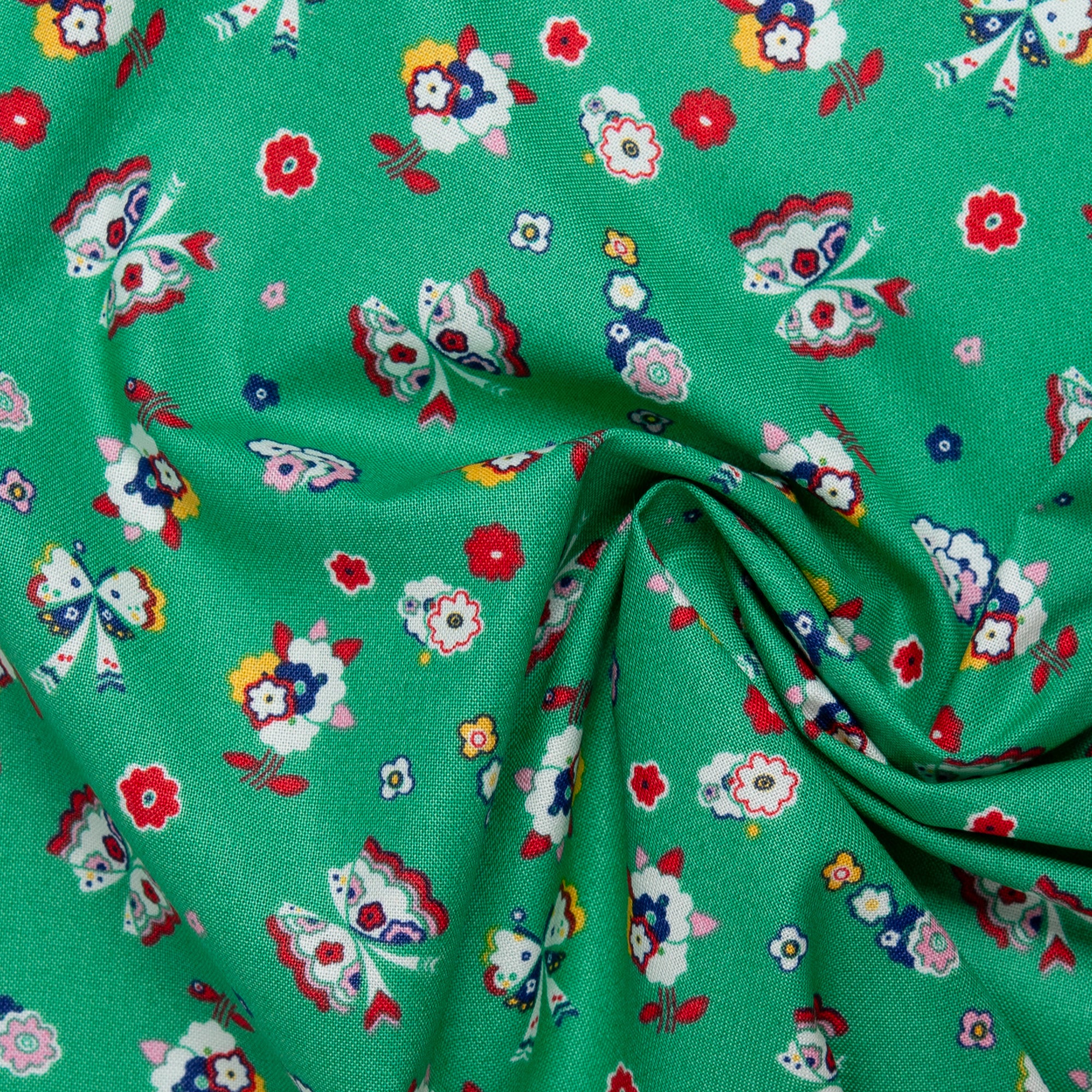 LIBERTY of PARIS Printed Cotton - Buttefly - Green - Image 2