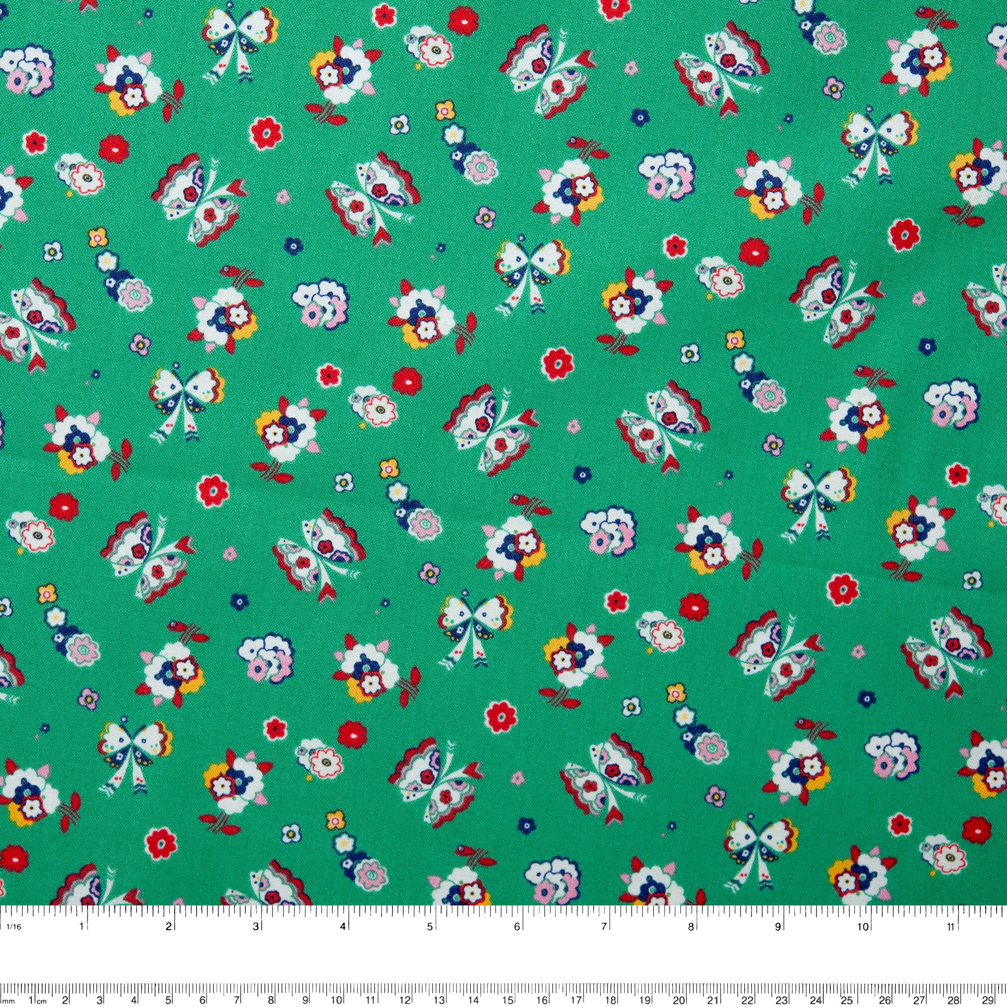 LIBERTY of PARIS Printed Cotton - Buttefly - Green - Image 3