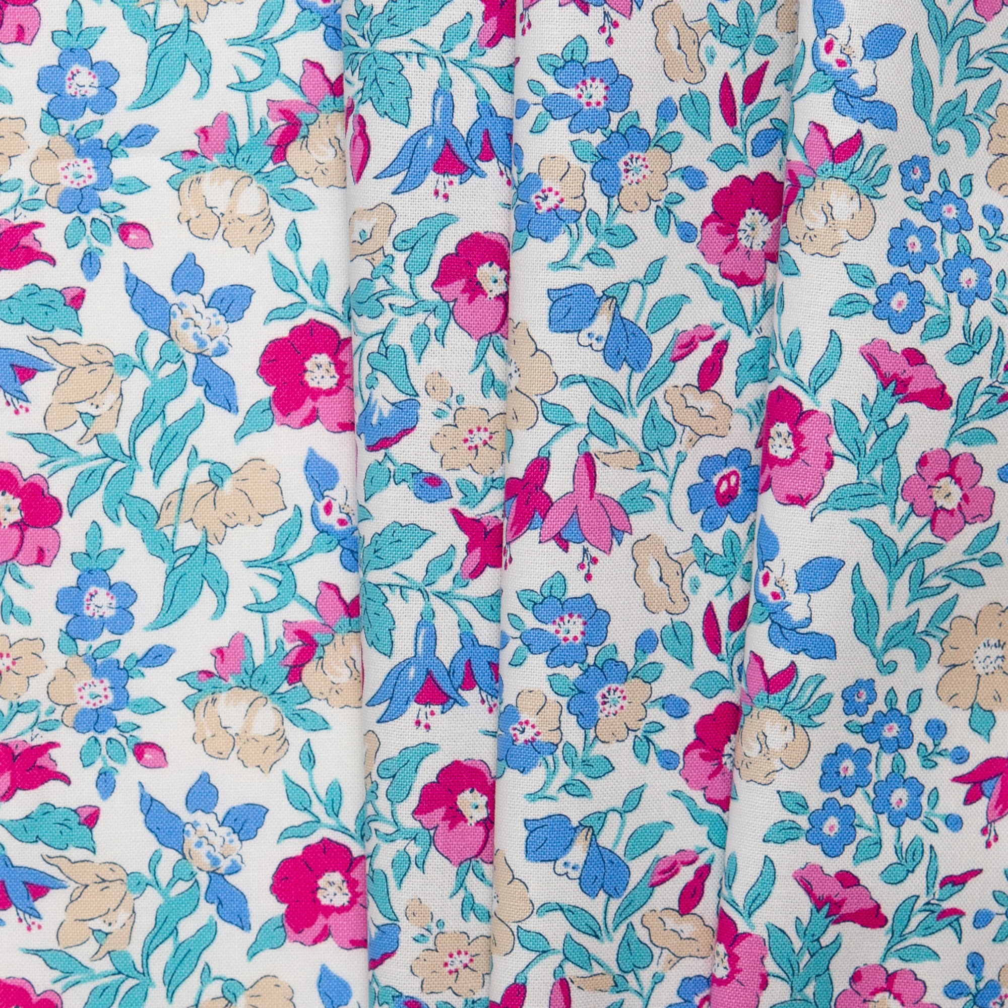 LIBERTY of PARIS Printed Cotton - Flowered Garden - Turquoise - Image 4