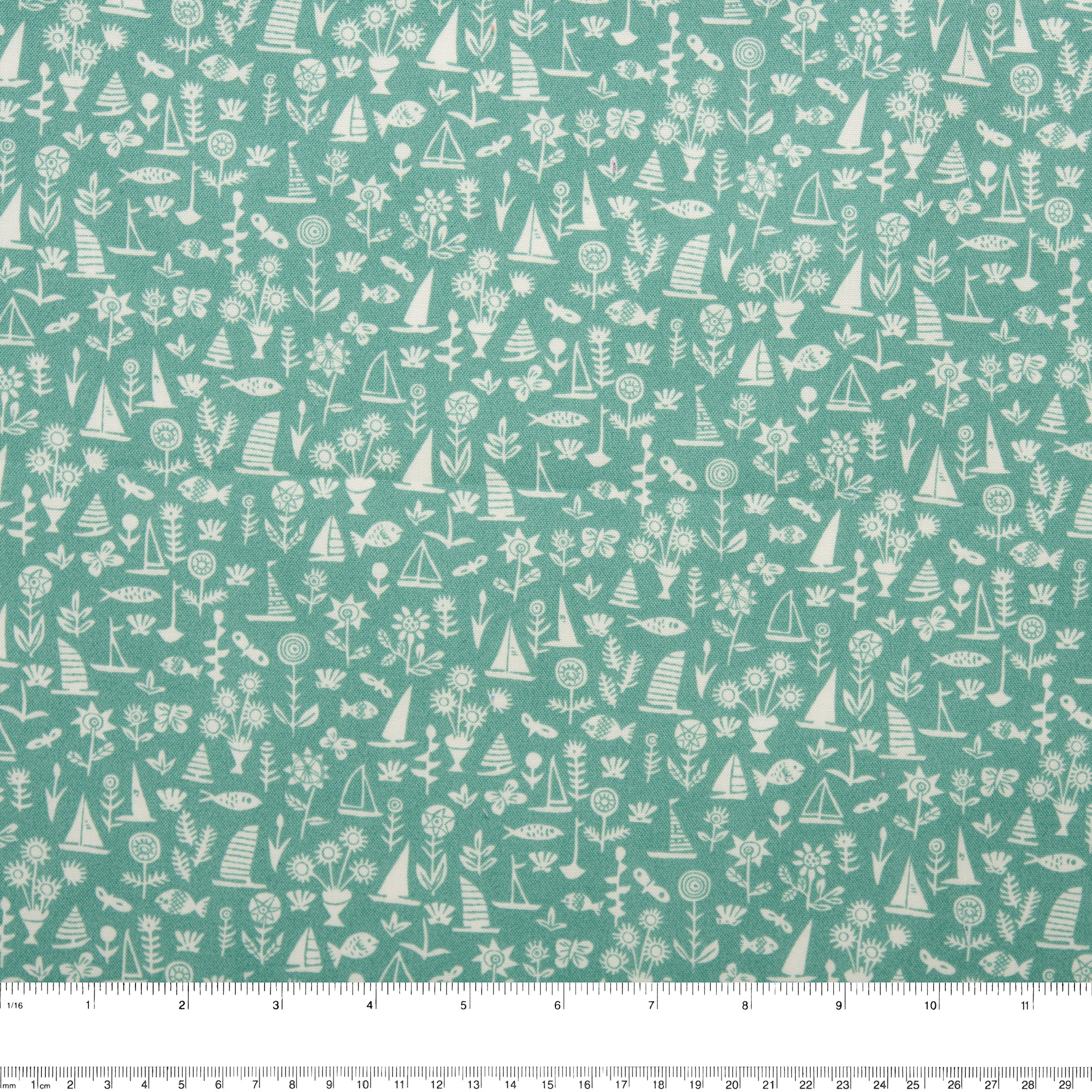 LIBERTY of PARIS Printed Cotton - Sailboat - Sea Green - Image 3