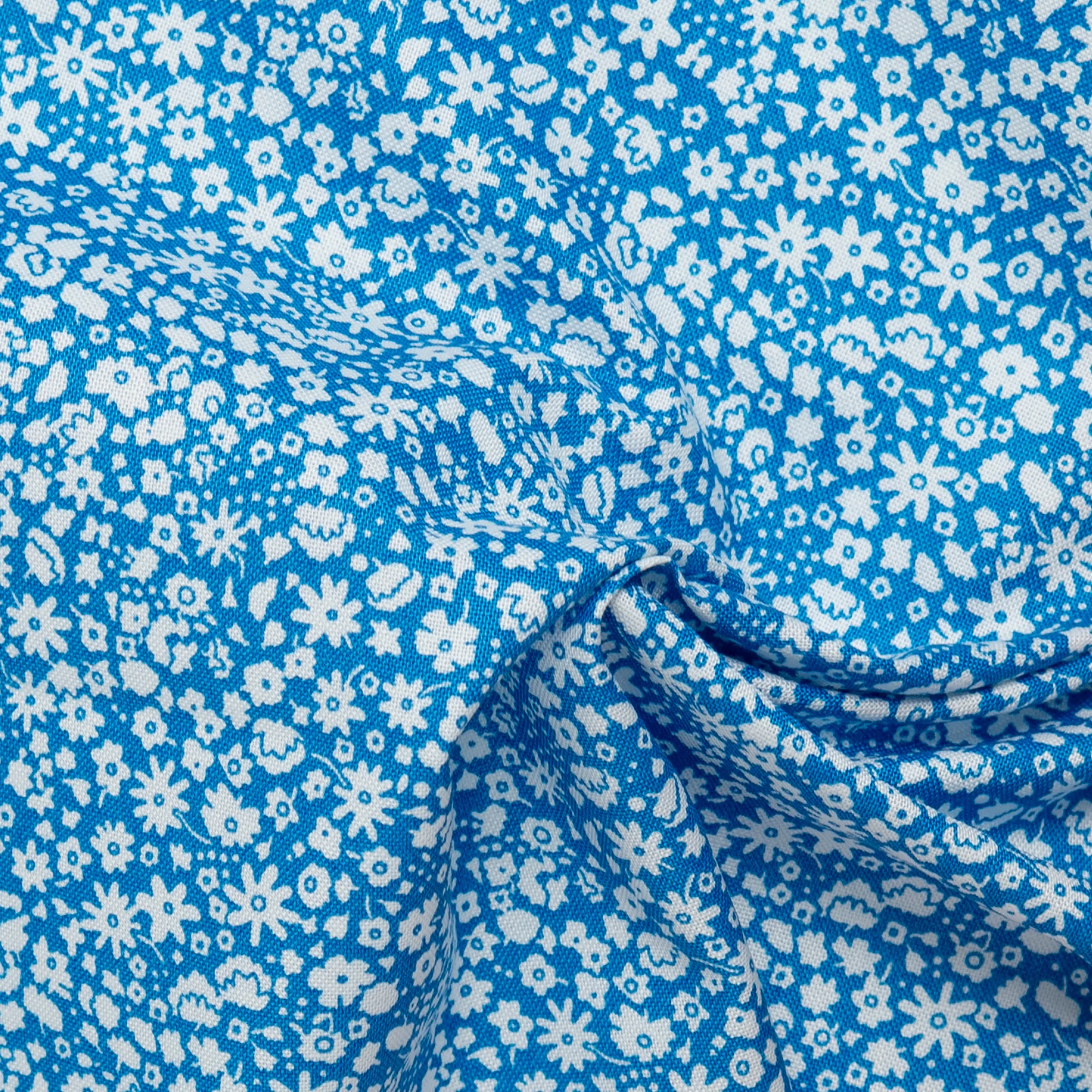 LIBERTY of PARIS Printed Cotton - Small Bouquet - Blue - Image 2