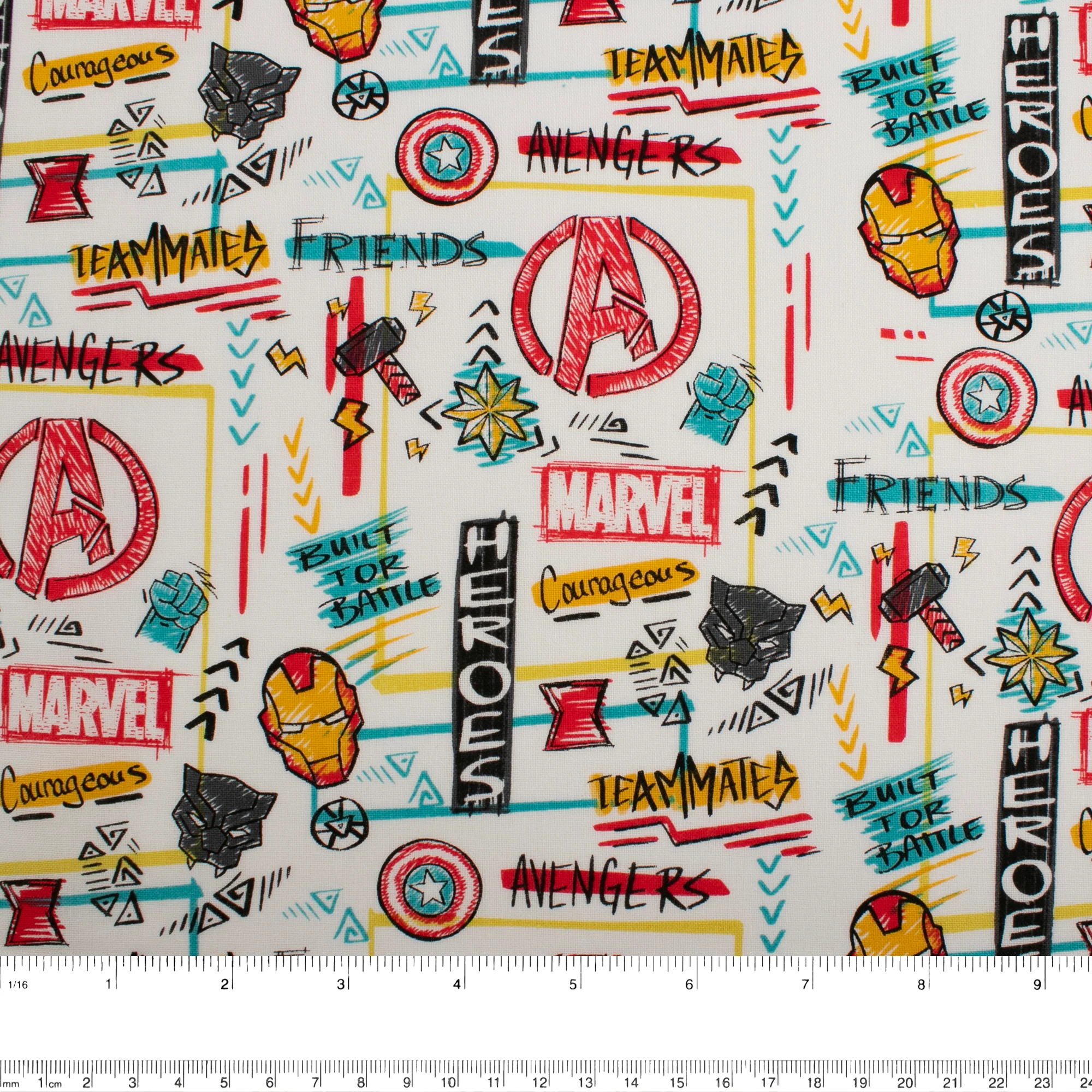 Licensed Cotton Print - Avengers logos - White - Image 3